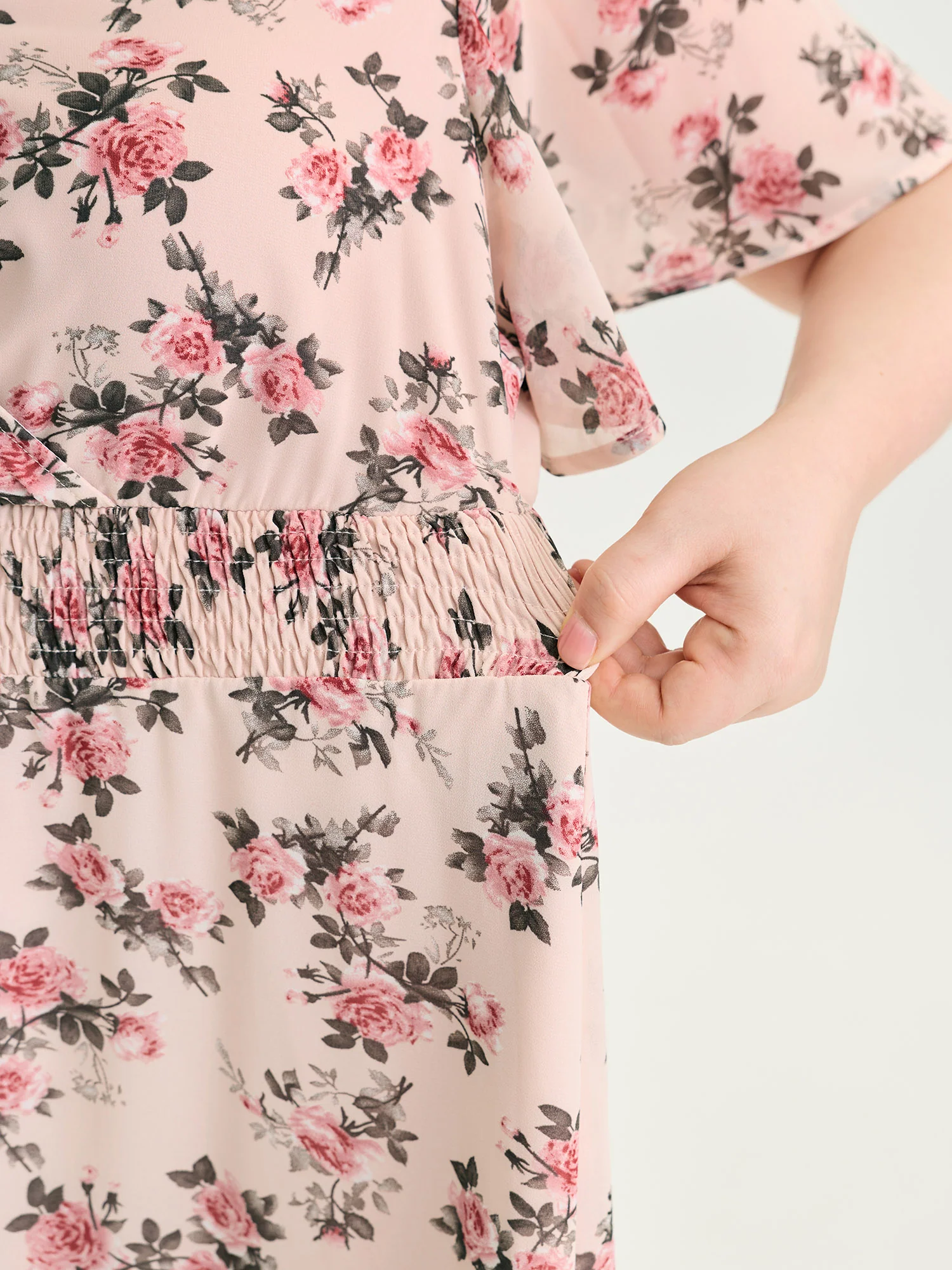 Floral Print Shirred Waist Maxi Dress - Image 4