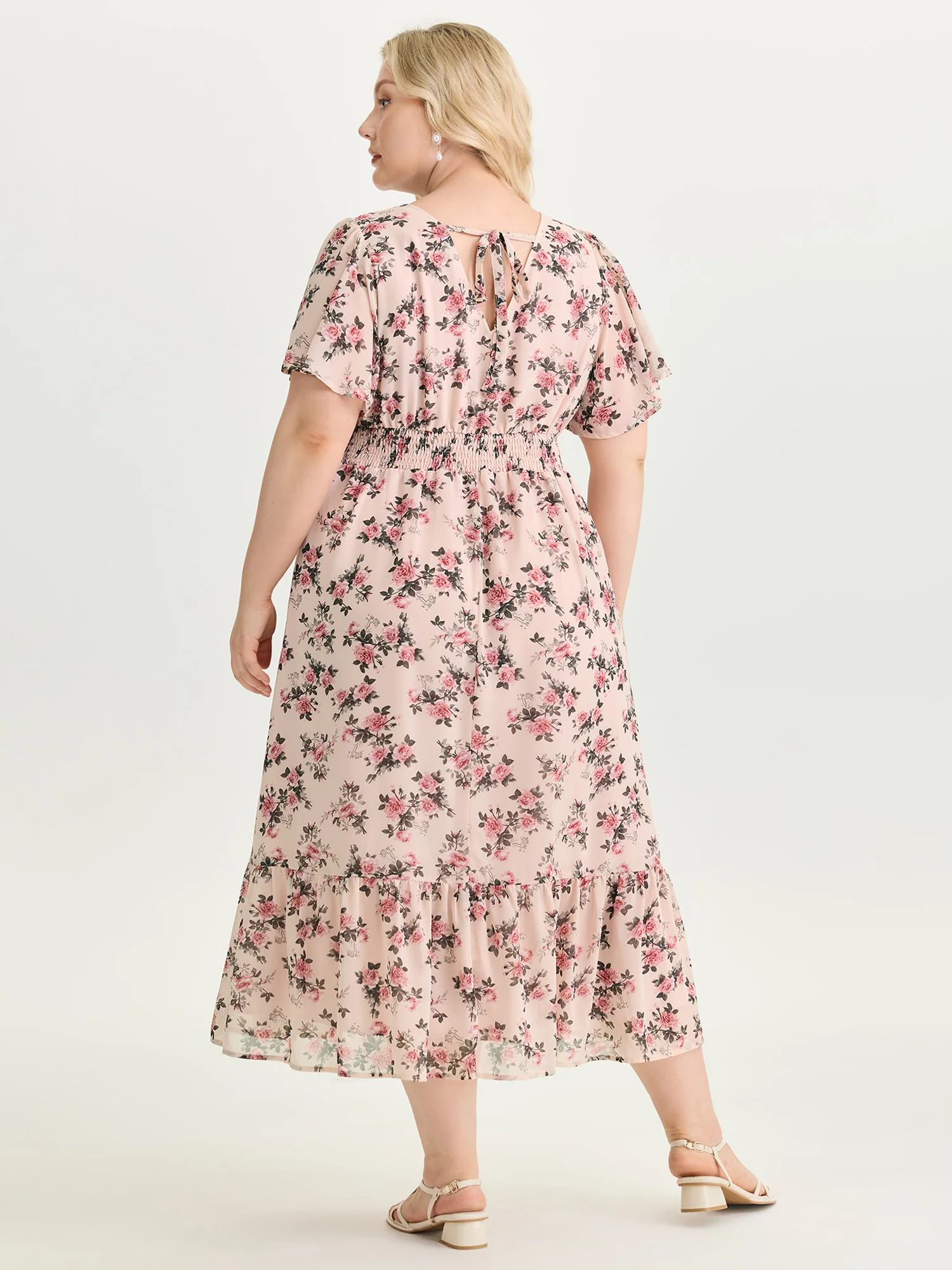 Floral Print Shirred Waist Maxi Dress - Image 6