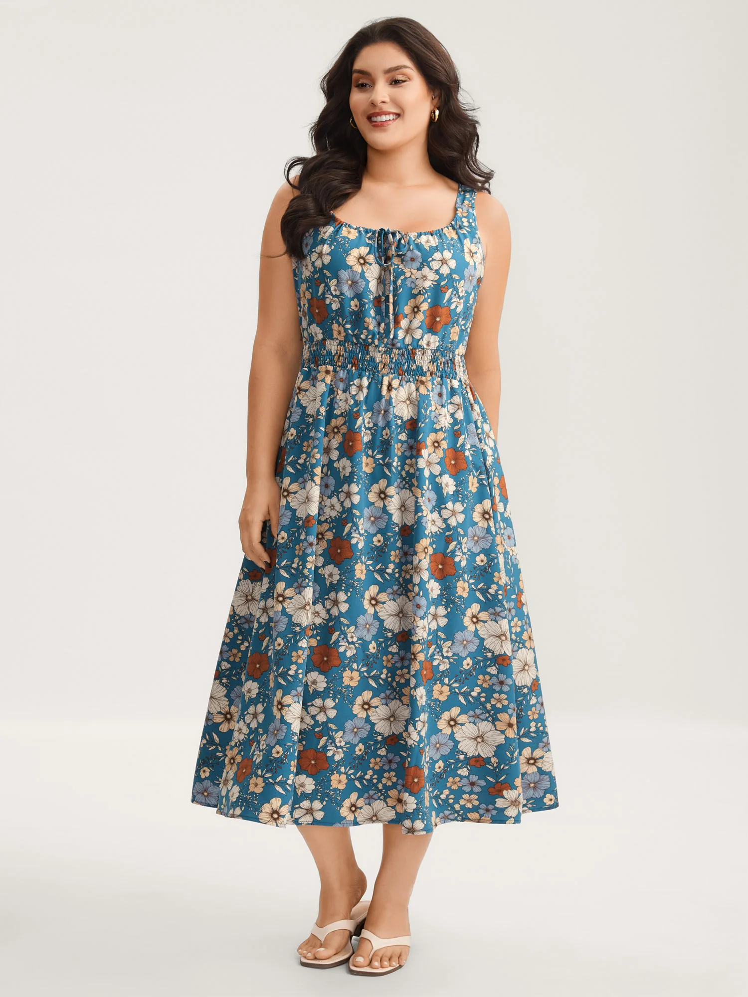 Floral Print Shirred Waist Maxi Dress - Image 3