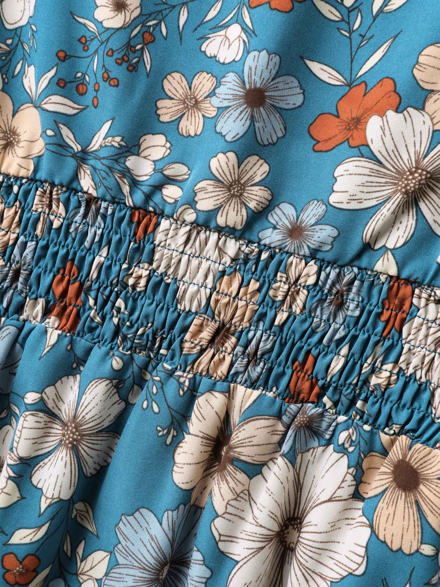 Floral Print Shirred Waist Maxi Dress - Image 6