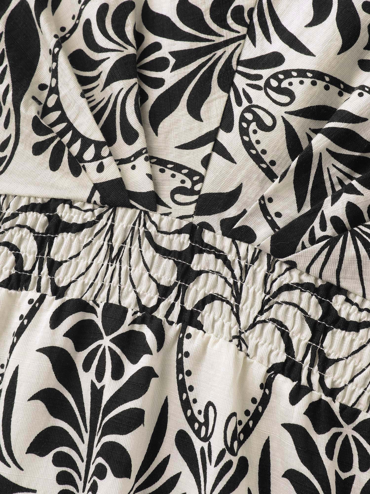 Floral Print Shirred Waist Midi Dress - Image 5
