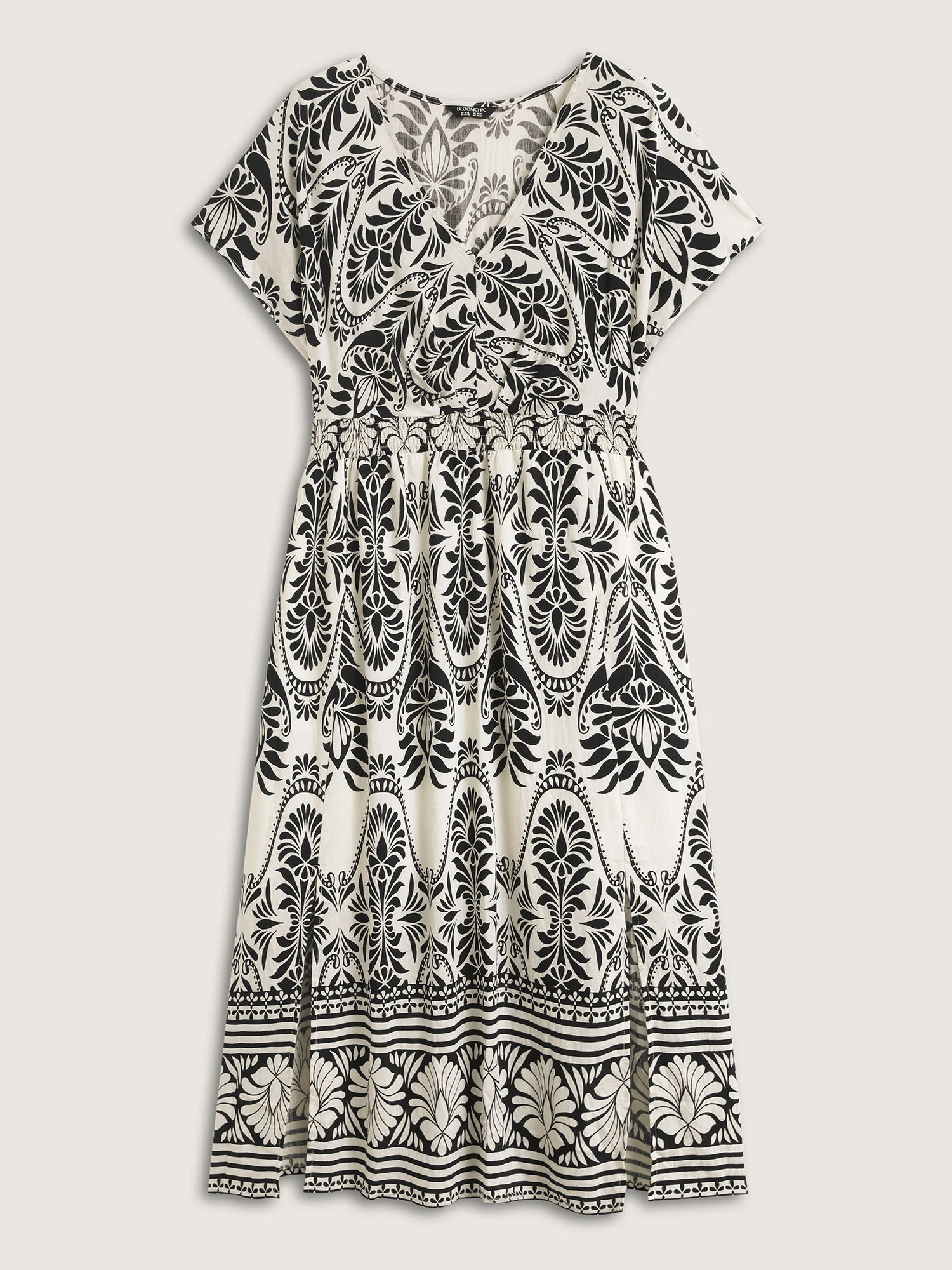 Floral Print Shirred Waist Midi Dress - Image 7