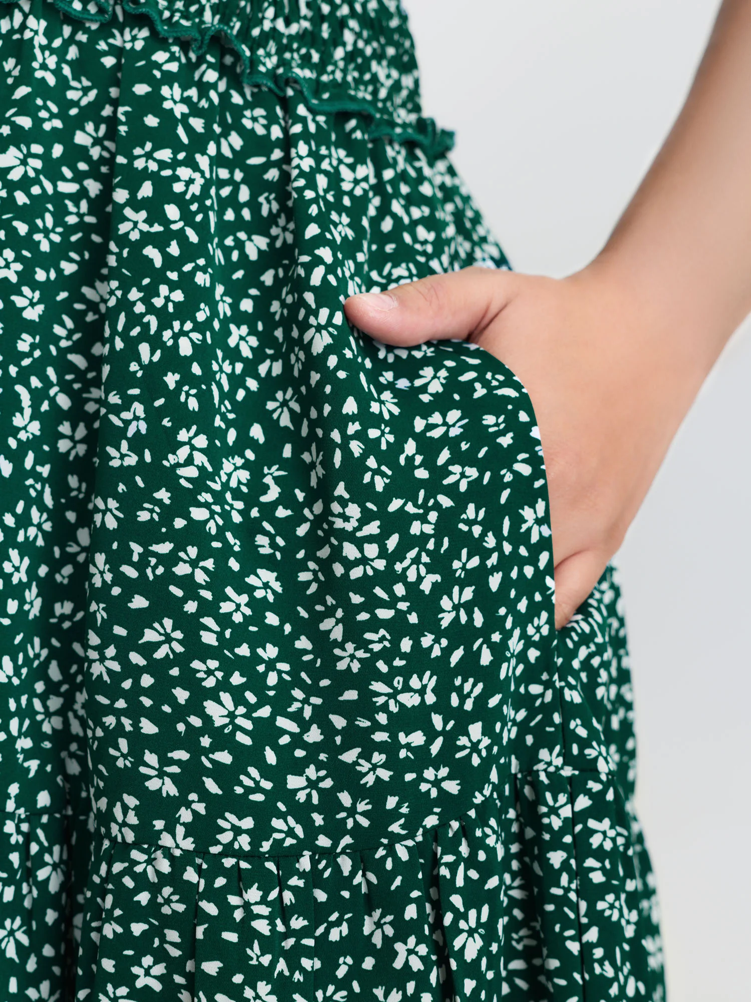 Floral Print Shirred Waist Midi Dress - Image 3