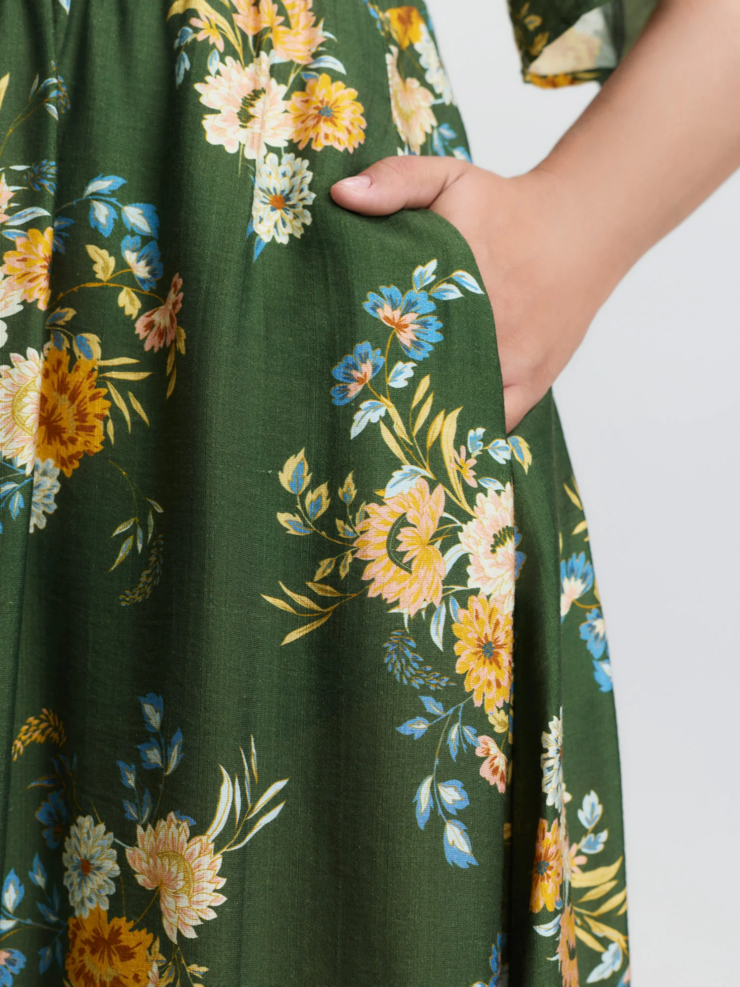 Floral Print Shirred Waist Midi Dress - Image 3