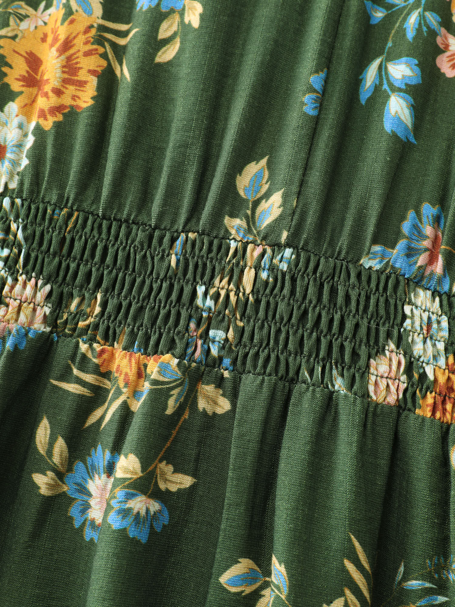 Floral Print Shirred Waist Midi Dress - Image 5