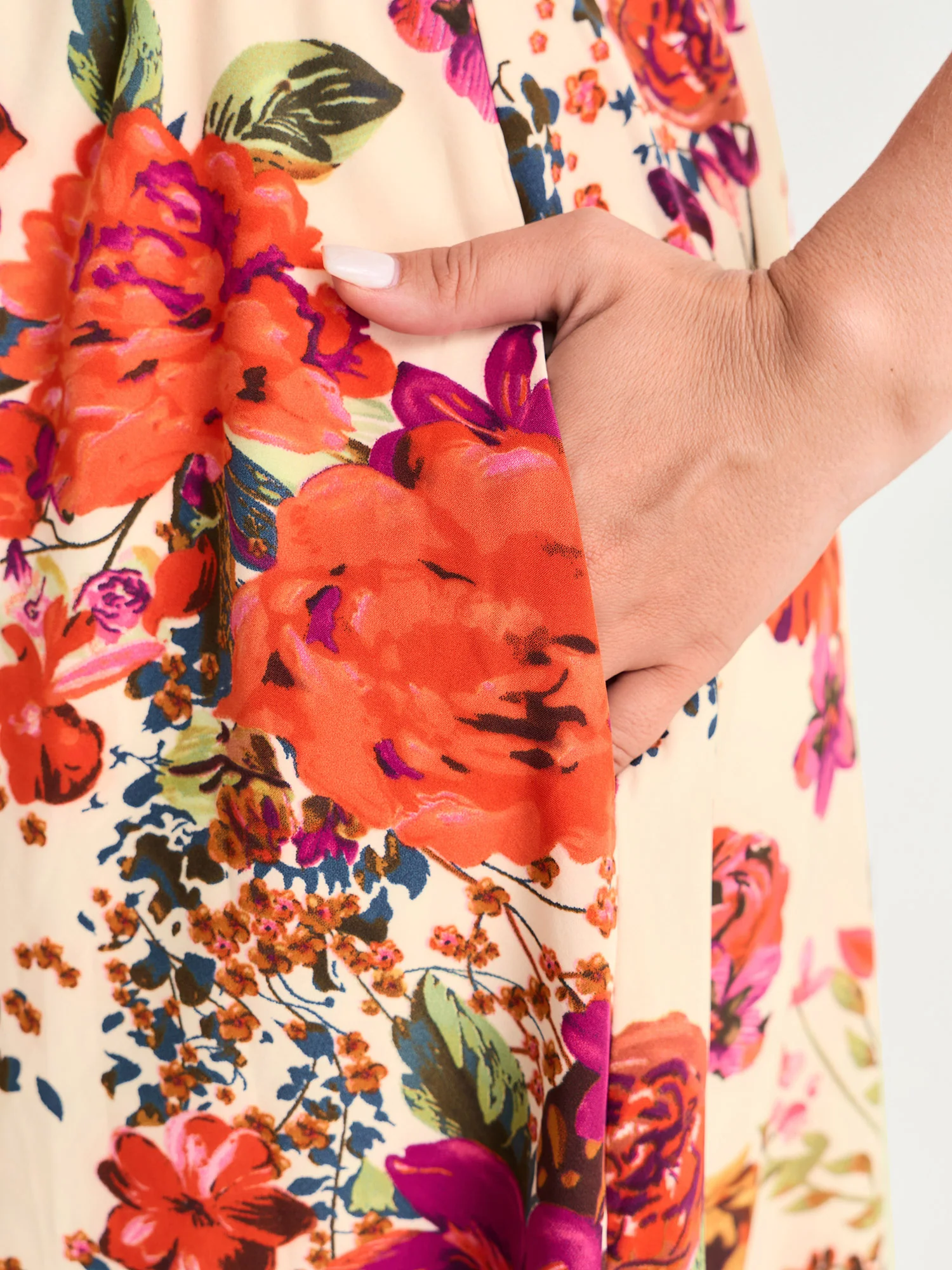 Floral Print Shirred Waist Midi Dress - Image 3