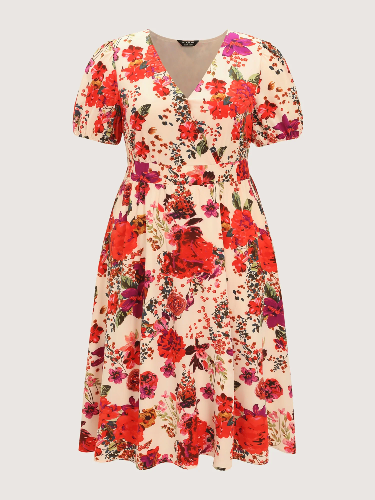 Floral Print Shirred Waist Midi Dress - Image 7