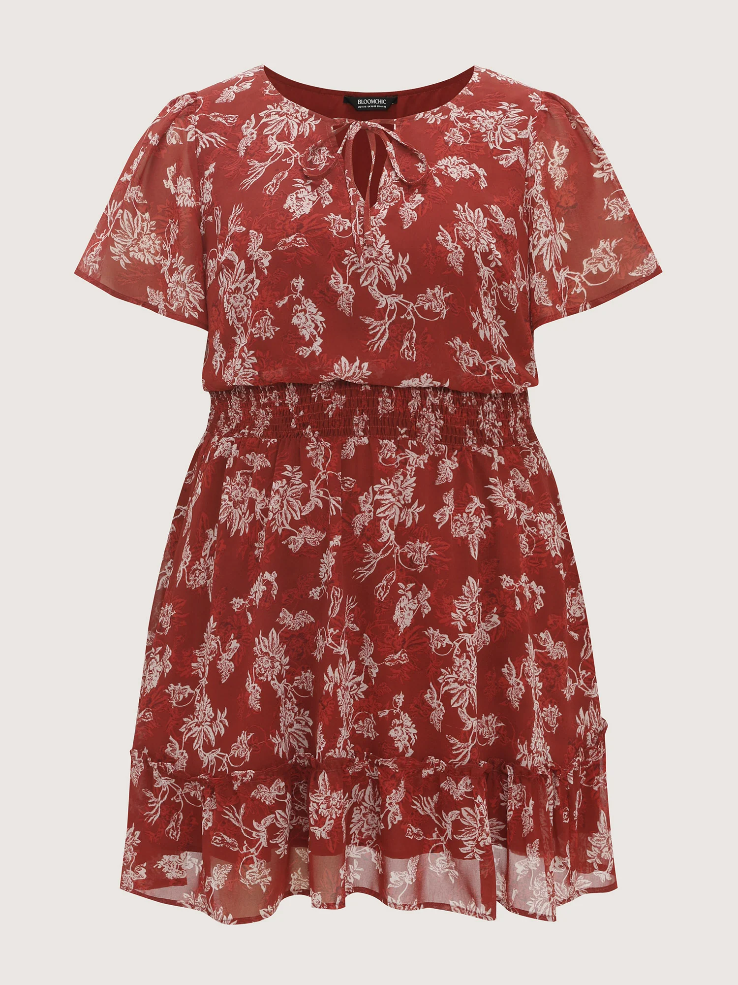 Floral Print Shirred Waist Mini Dress - Image 7