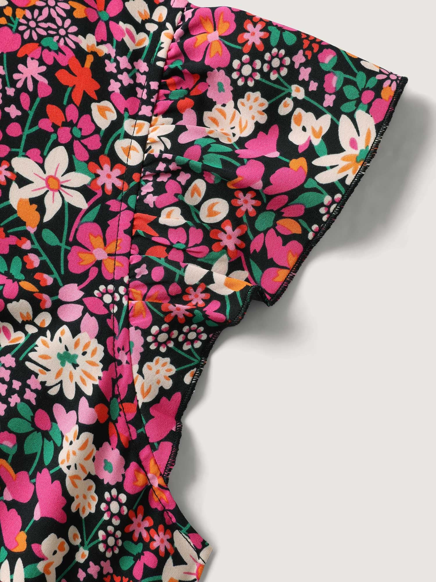 Floral Print Shirred Waist Ruffled Mini Dress - Image 5