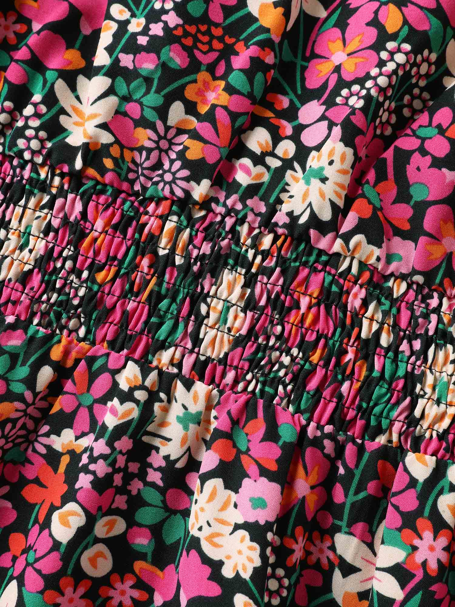 Floral Print Shirred Waist Ruffled Mini Dress - Image 6