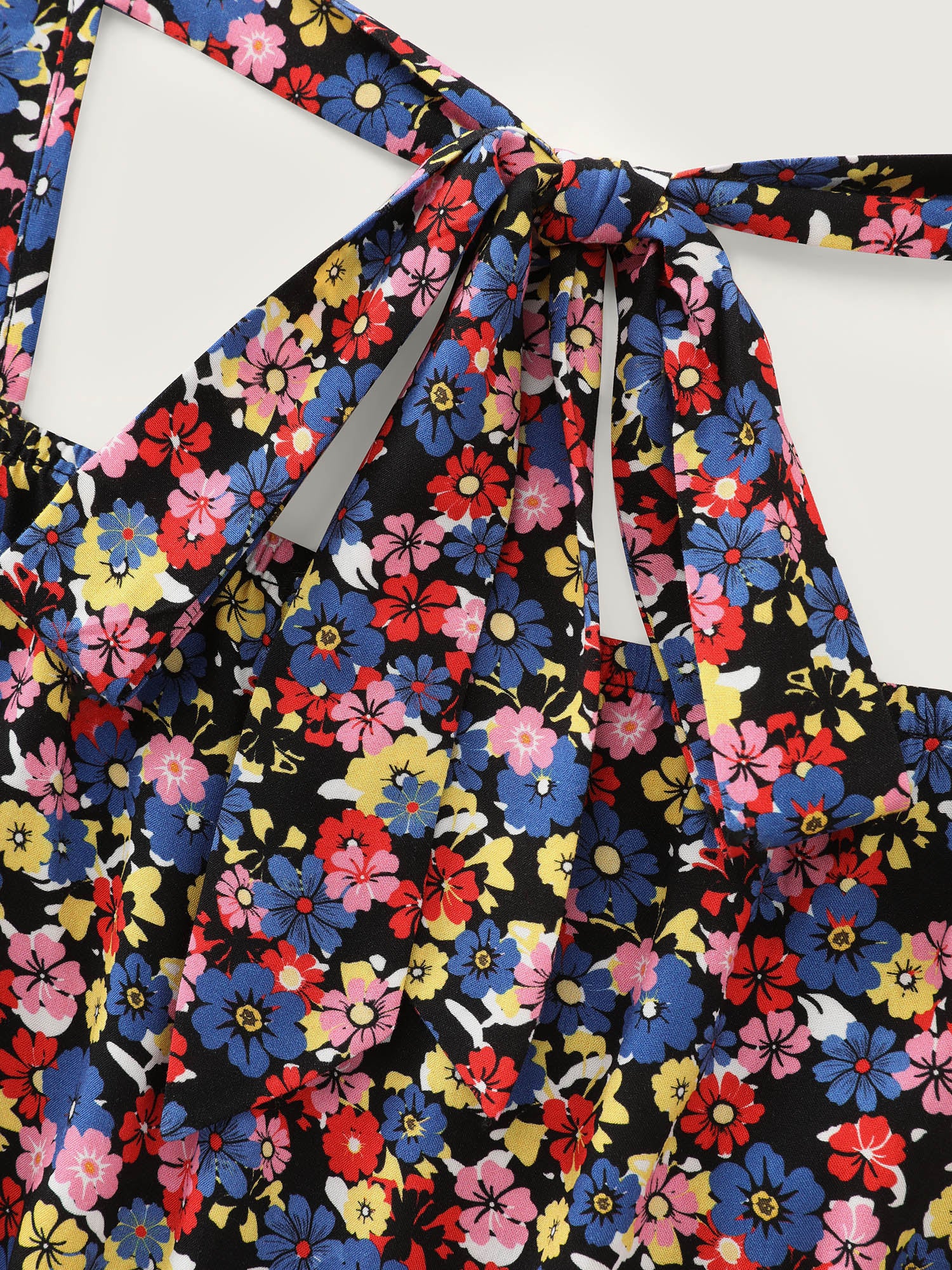 Floral Print Shirred Wide Straps Blouse - Image 6