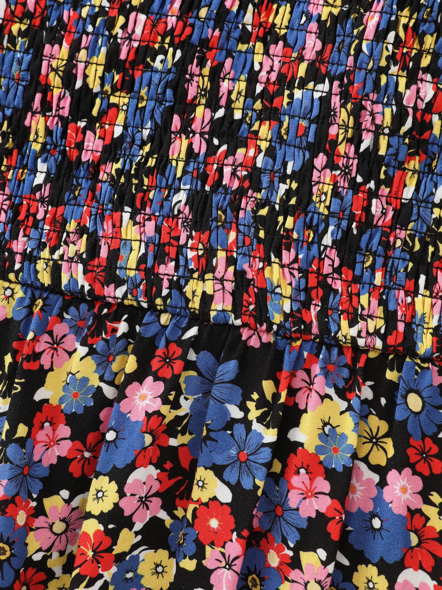 Floral Print Shirred Wide Straps Blouse - Image 7