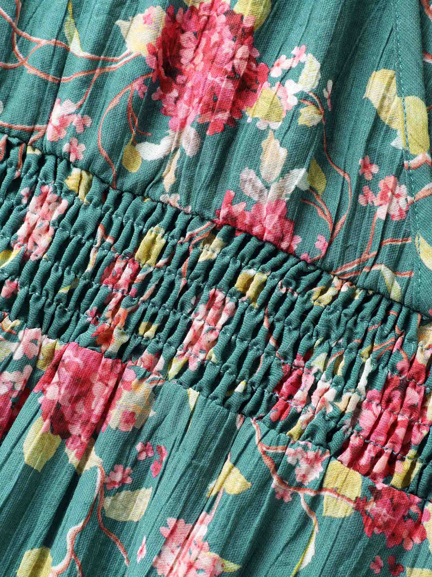 Floral Print Shoulder Tie Pockets Maxi Dress - Image 7