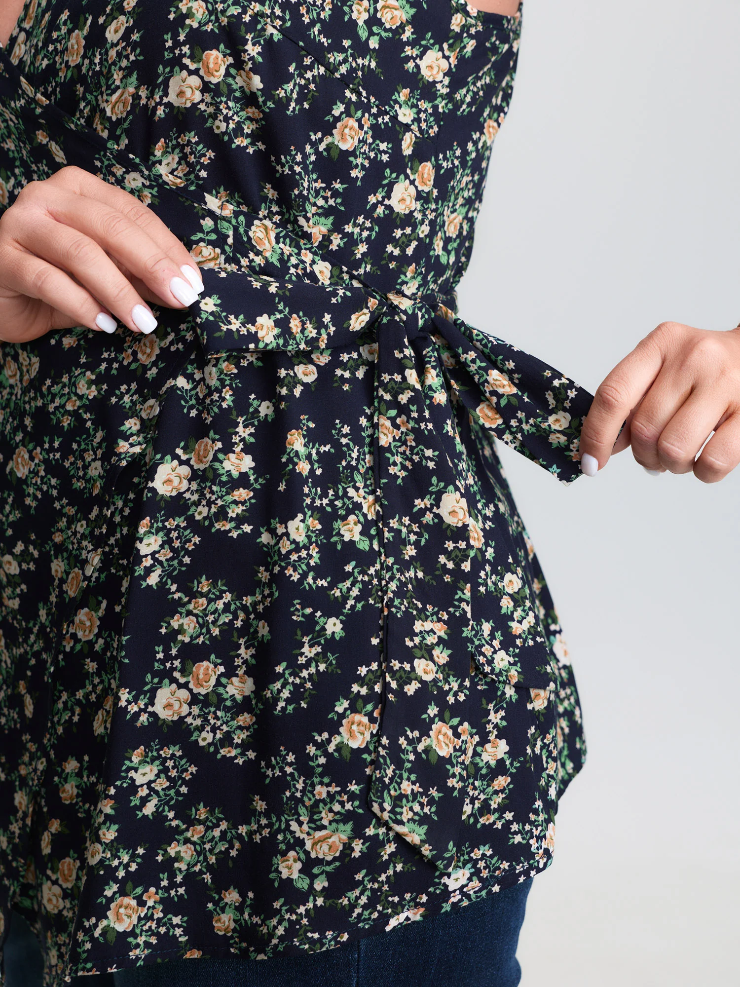 Floral Print Side-Tie Rayon Tank Top - Image 3