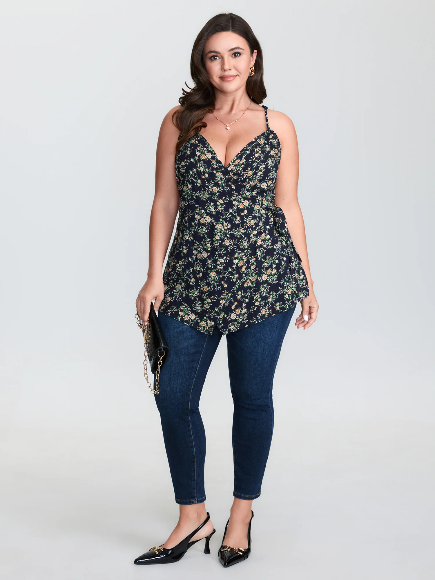 Floral Print Side-Tie Rayon Tank Top - Image 4