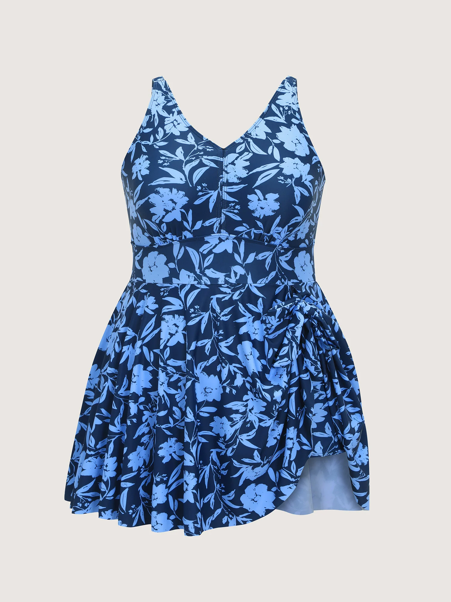 Floral Print Side-Tie Swim Dress - Image 8