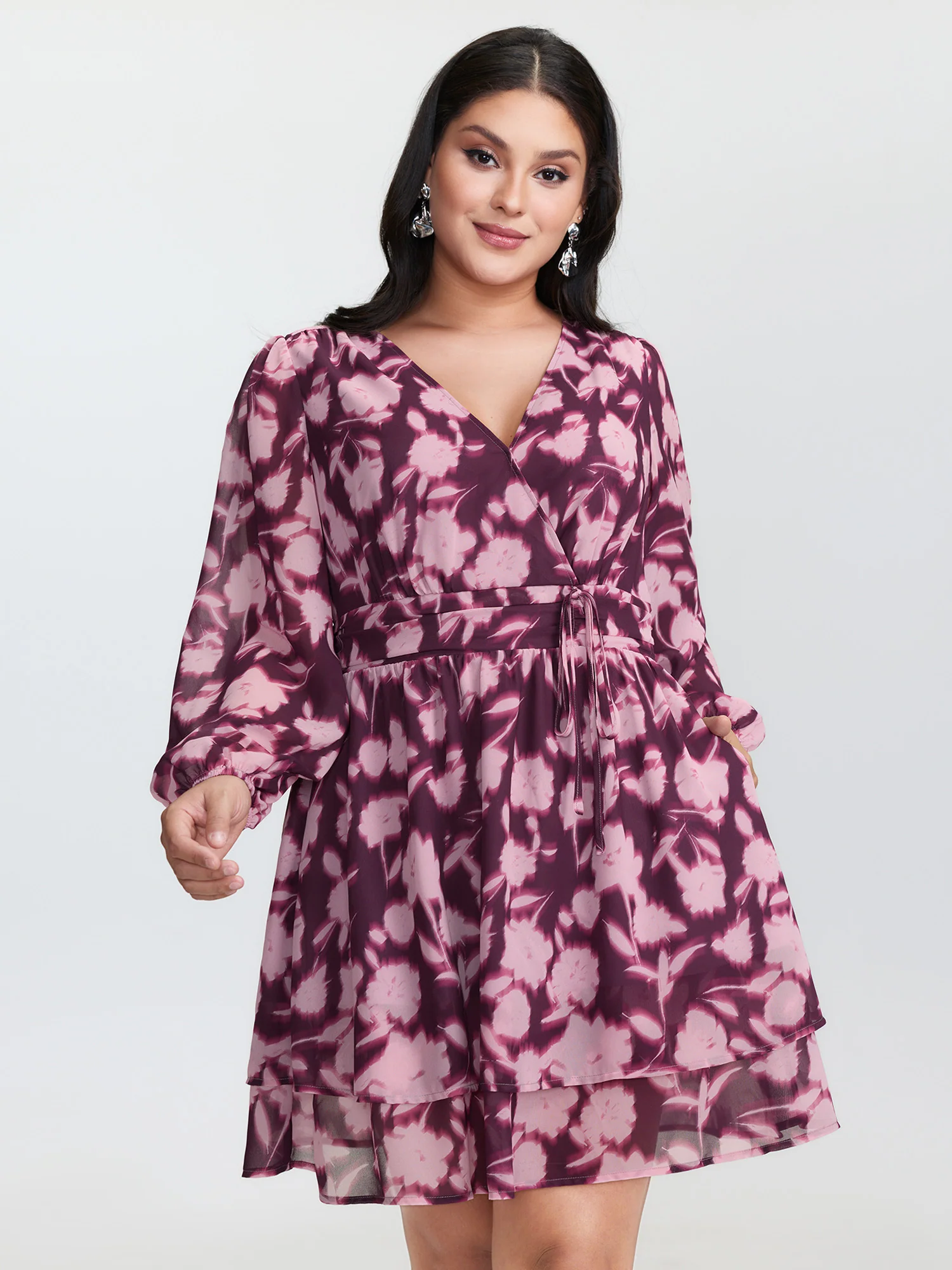 Floral Print Side-Tie Waist Mini Dress - Image 3