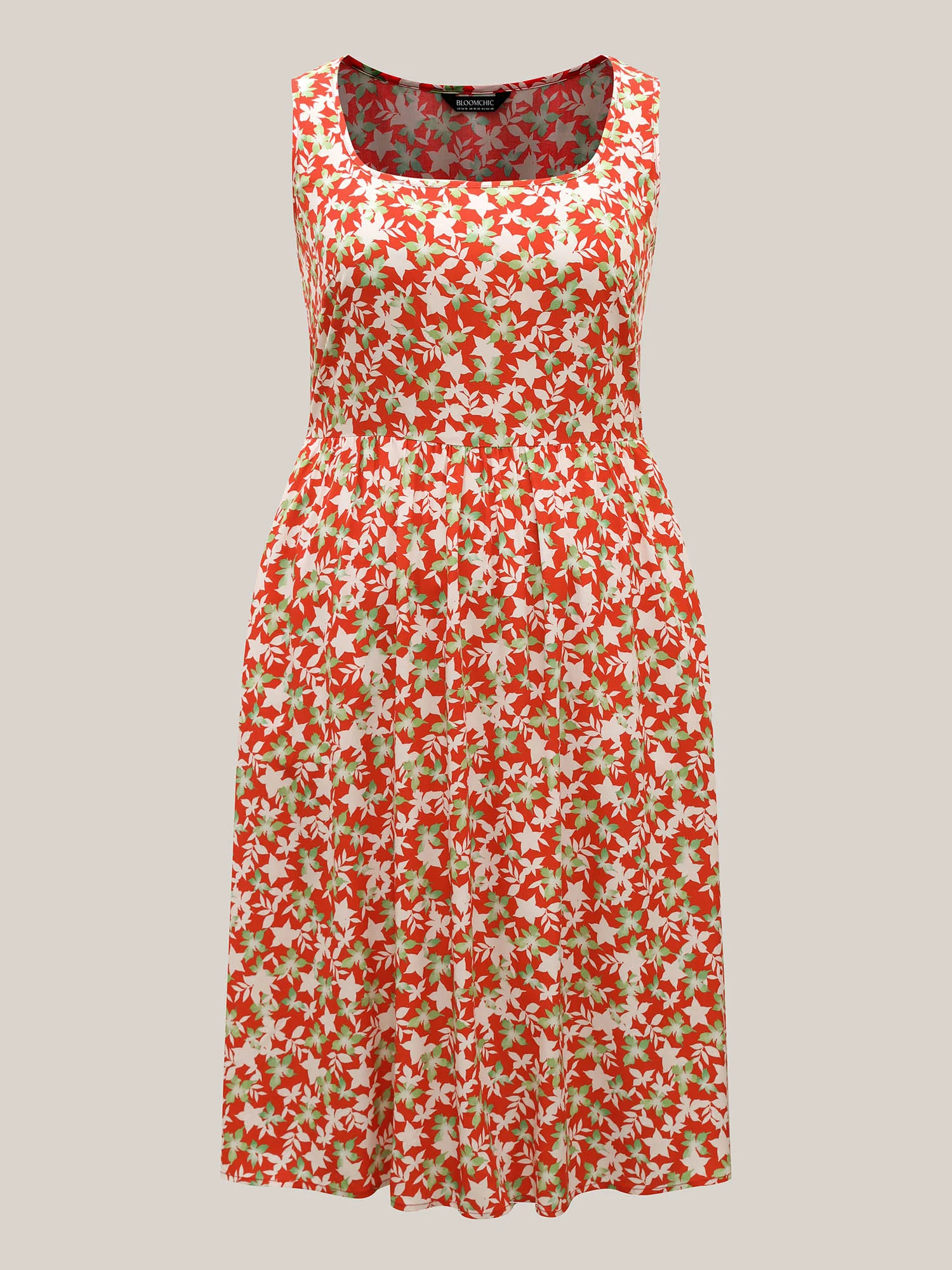 Floral Print Sleeveless Pockets Midi Dress - Image 5