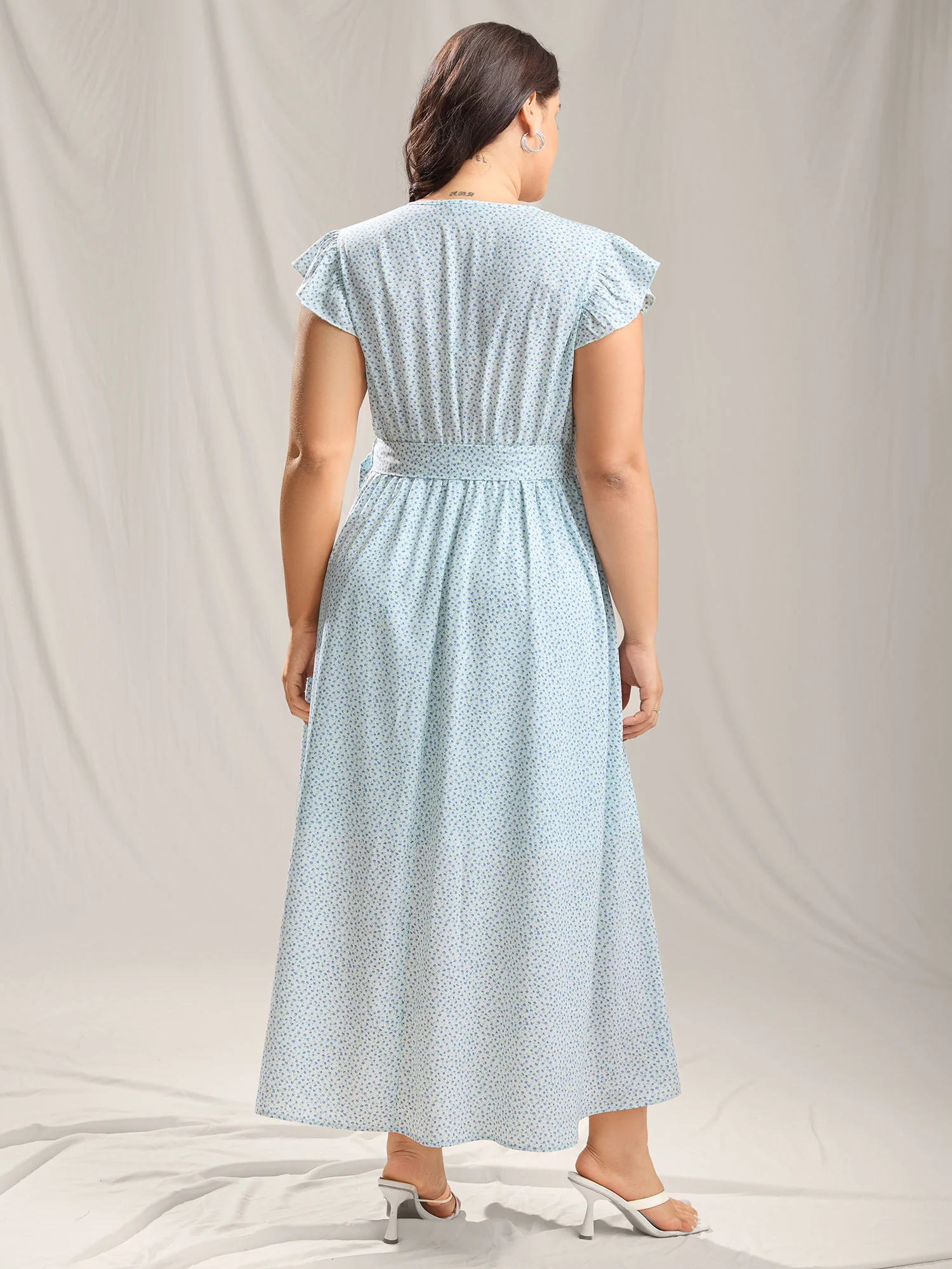 Floral Print Slit Belted Maxi Dress - Image 5