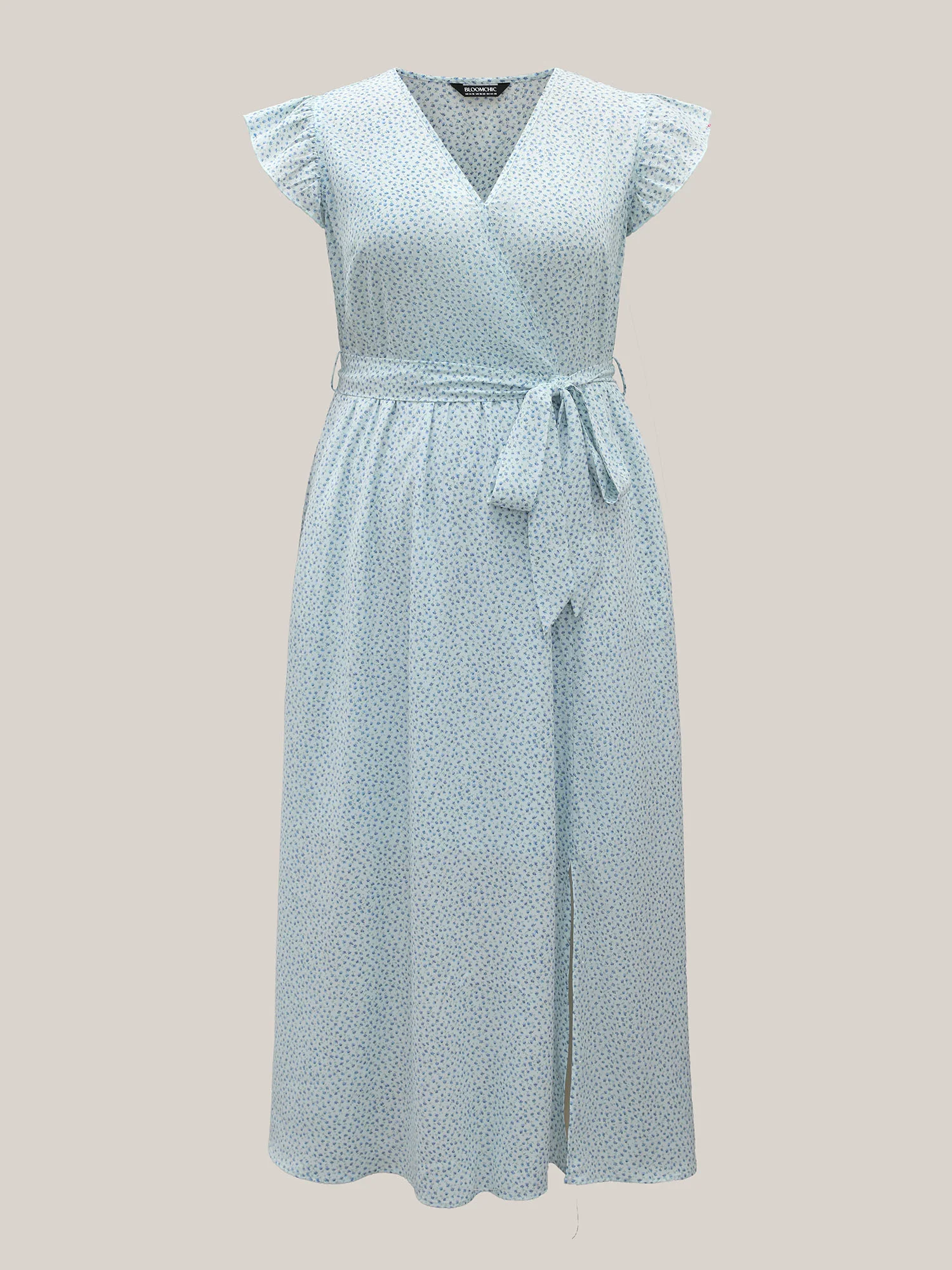 Floral Print Slit Belted Maxi Dress - Image 8