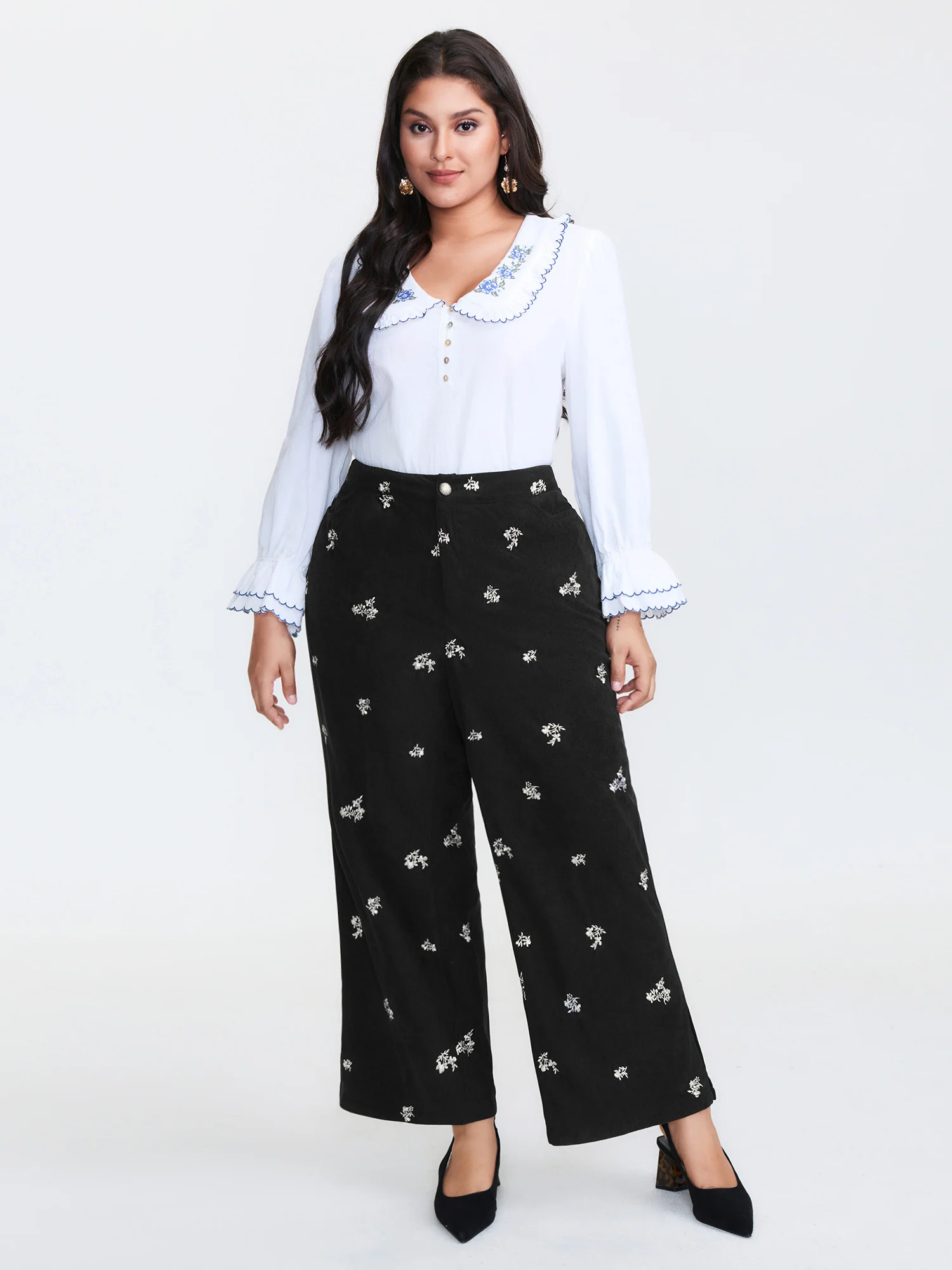 Floral Print Slit Hem Flared Pants - Image 2