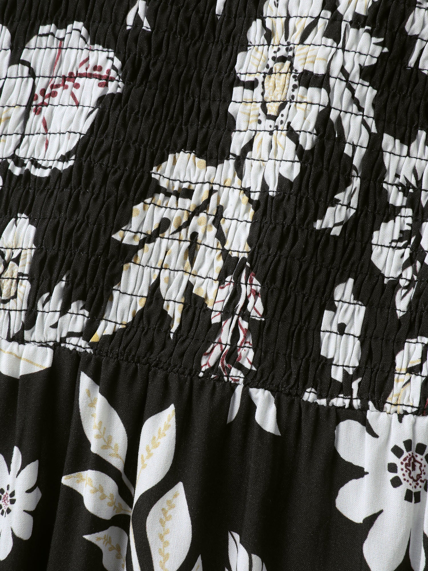 Floral Print Slit Shirred Bodice Midi Dress - Image 7