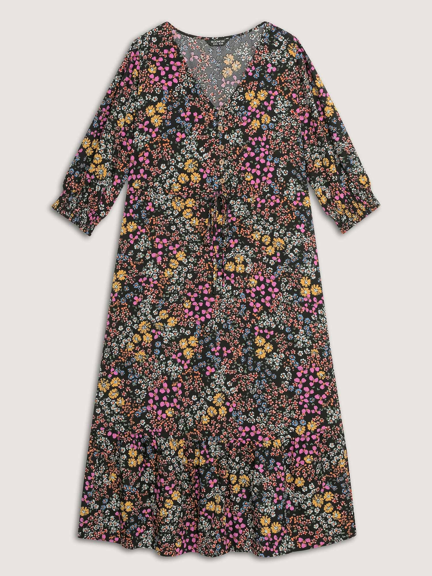 Floral Print Smocked Pockets Maxi Dress - Image 7