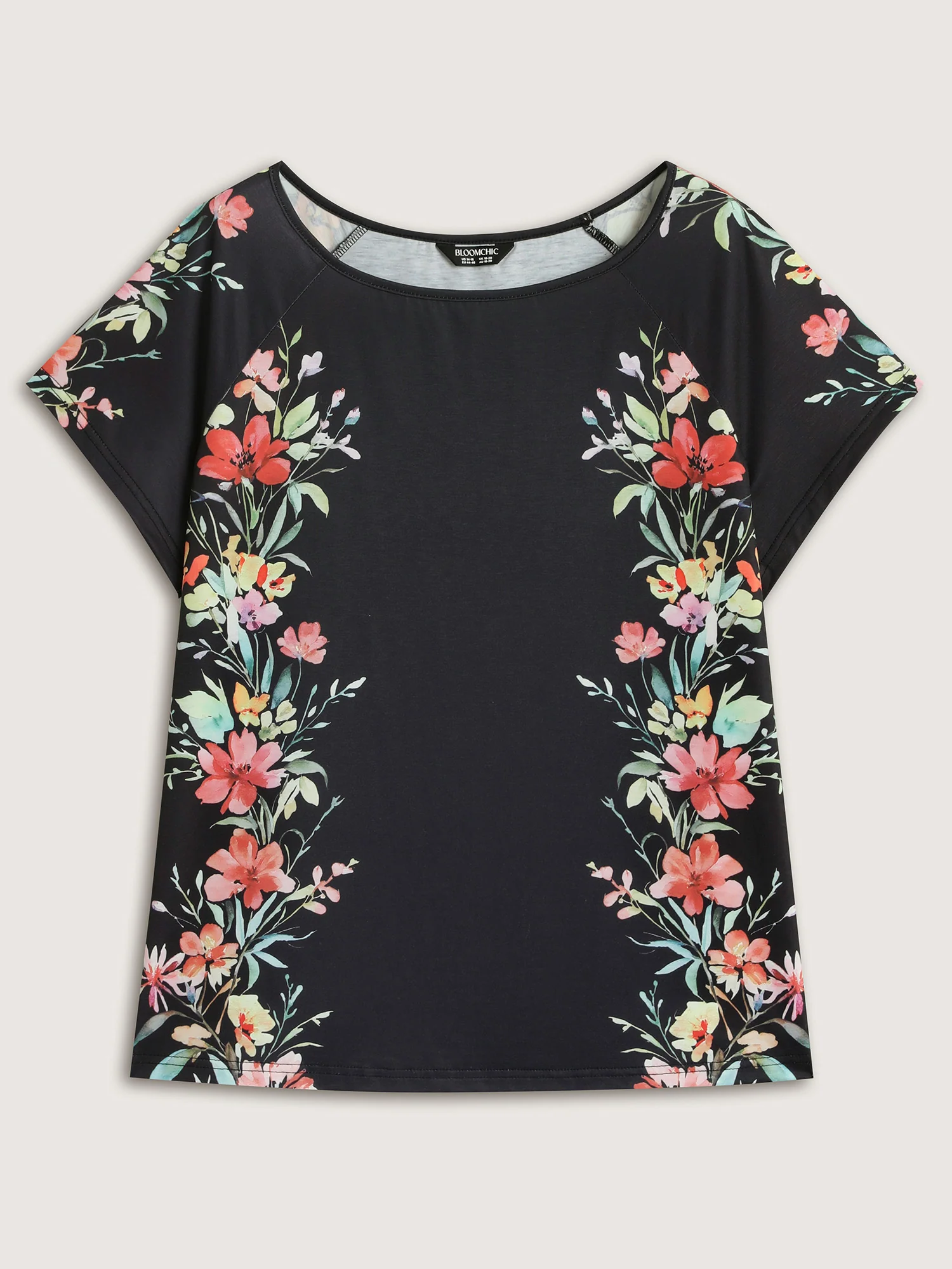 Floral Print Solid Round Neck T-Shirt - Image 6