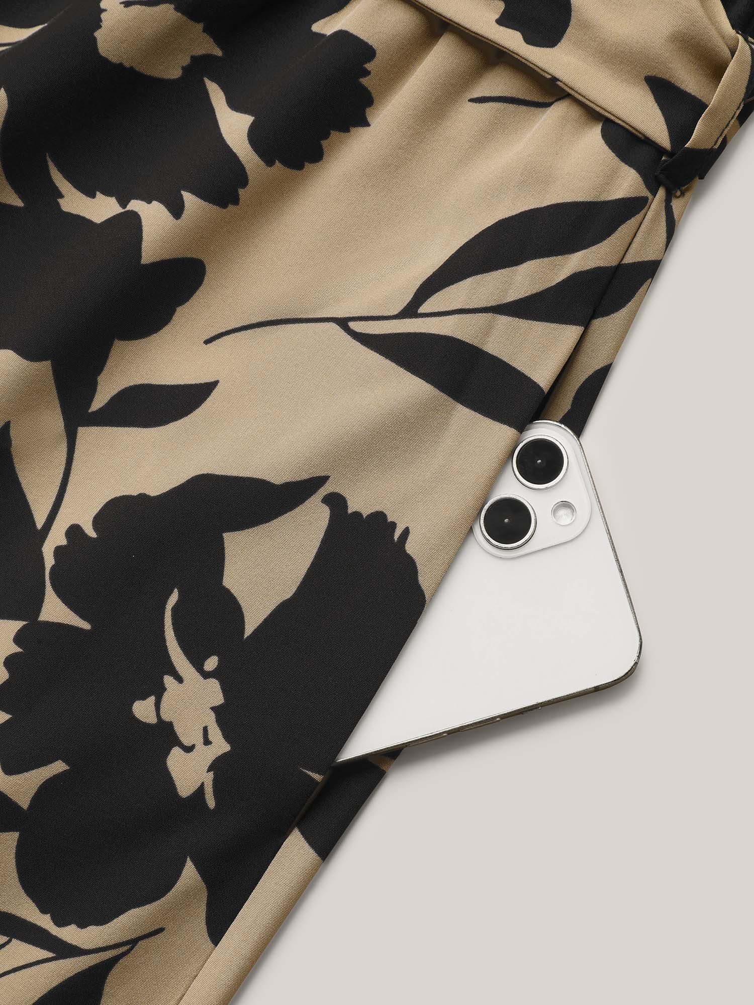 Floral Print Spliced Belted Wide-Leg Jumpsuit - Image 6