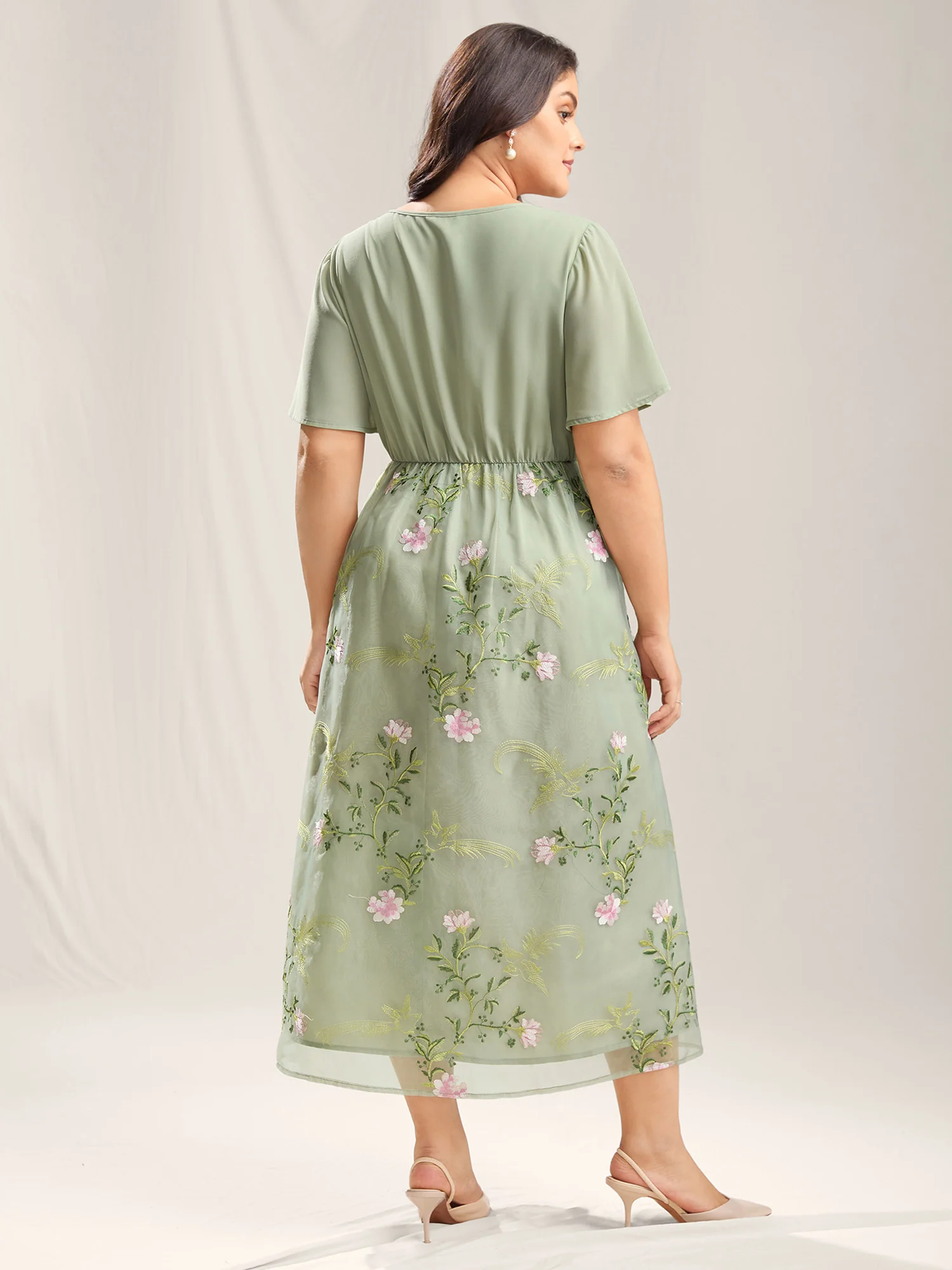 Floral Print Spliced Pockets Maxi Dress - Image 4