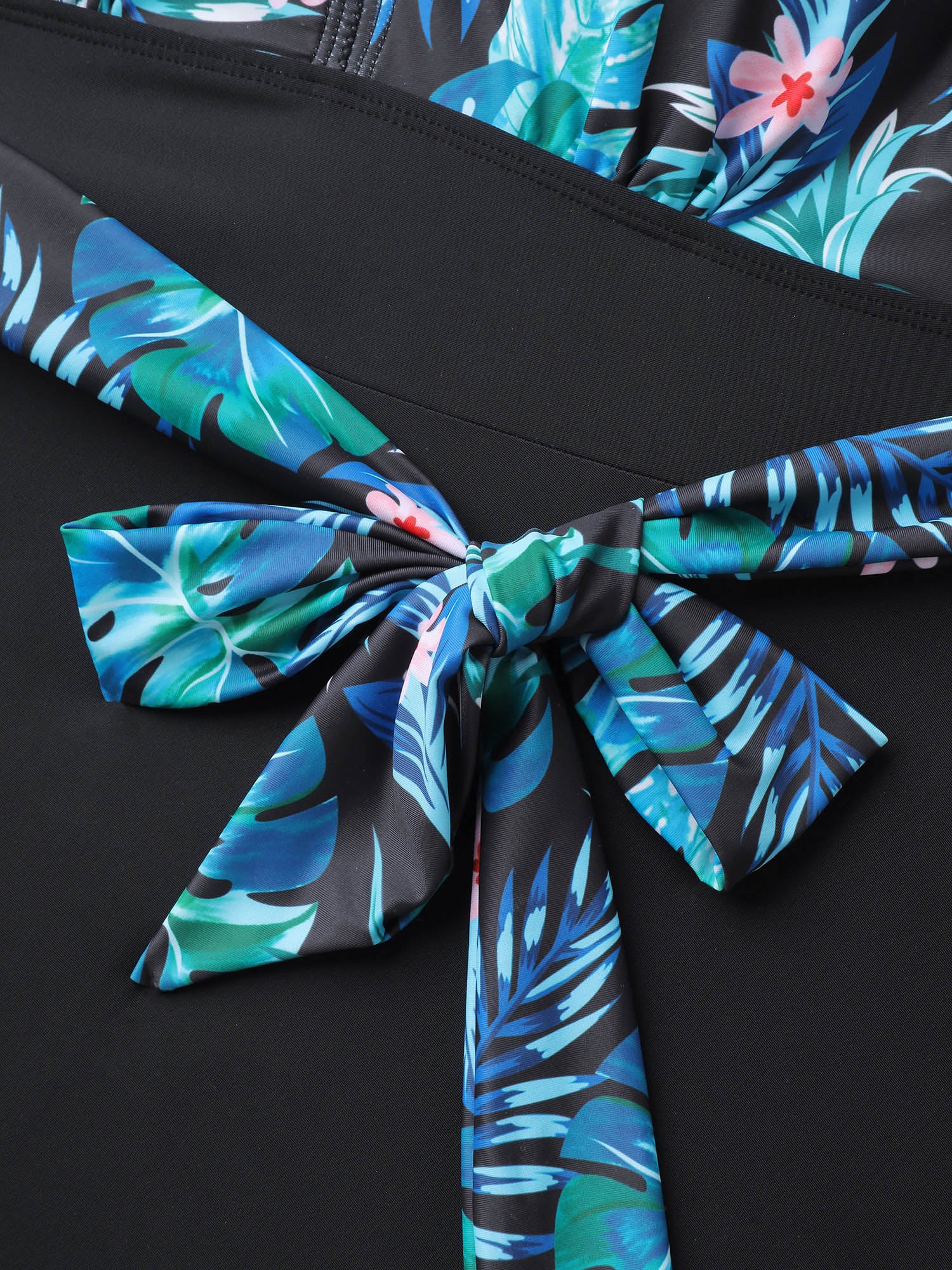 Floral Print Spliced Ruffled Straps Swim Dress - Image 6