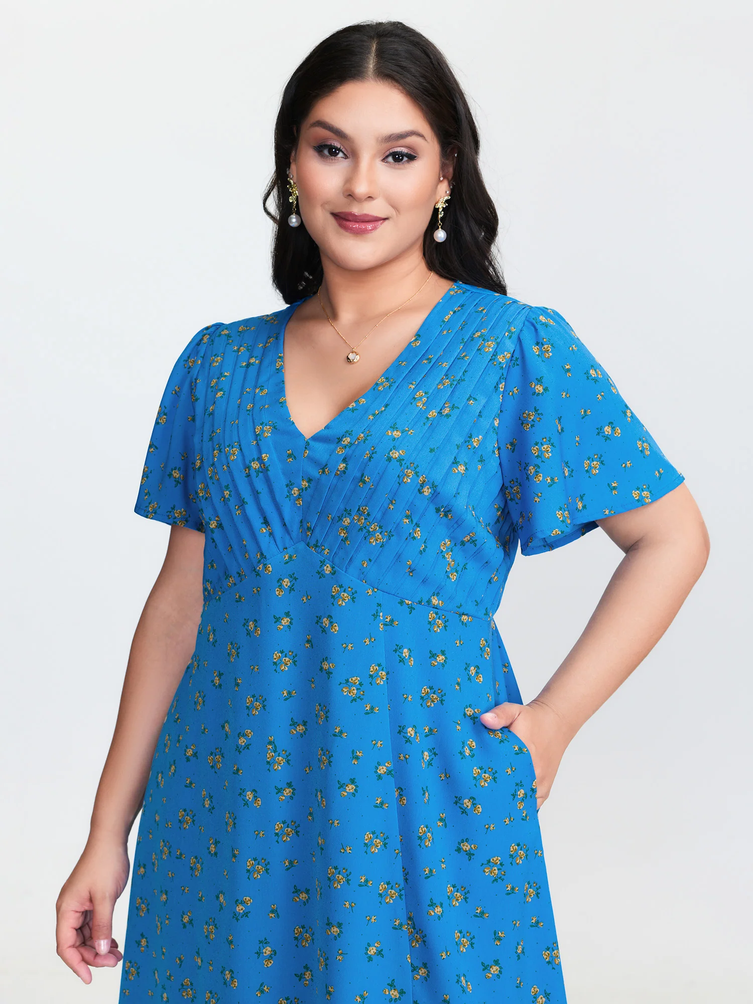 Floral Print Split Side Midi Dress - Image 2