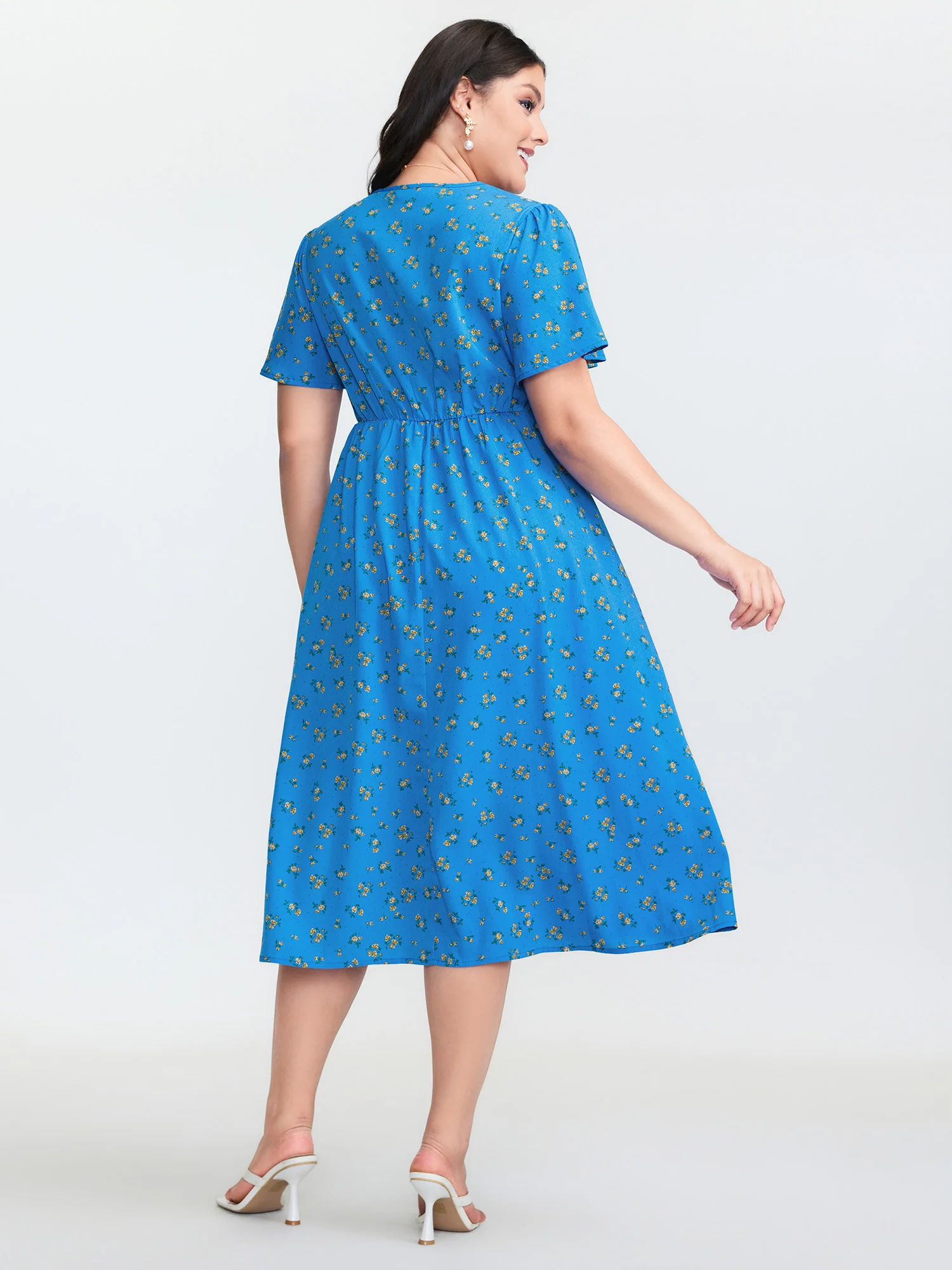 Floral Print Split Side Midi Dress - Image 4