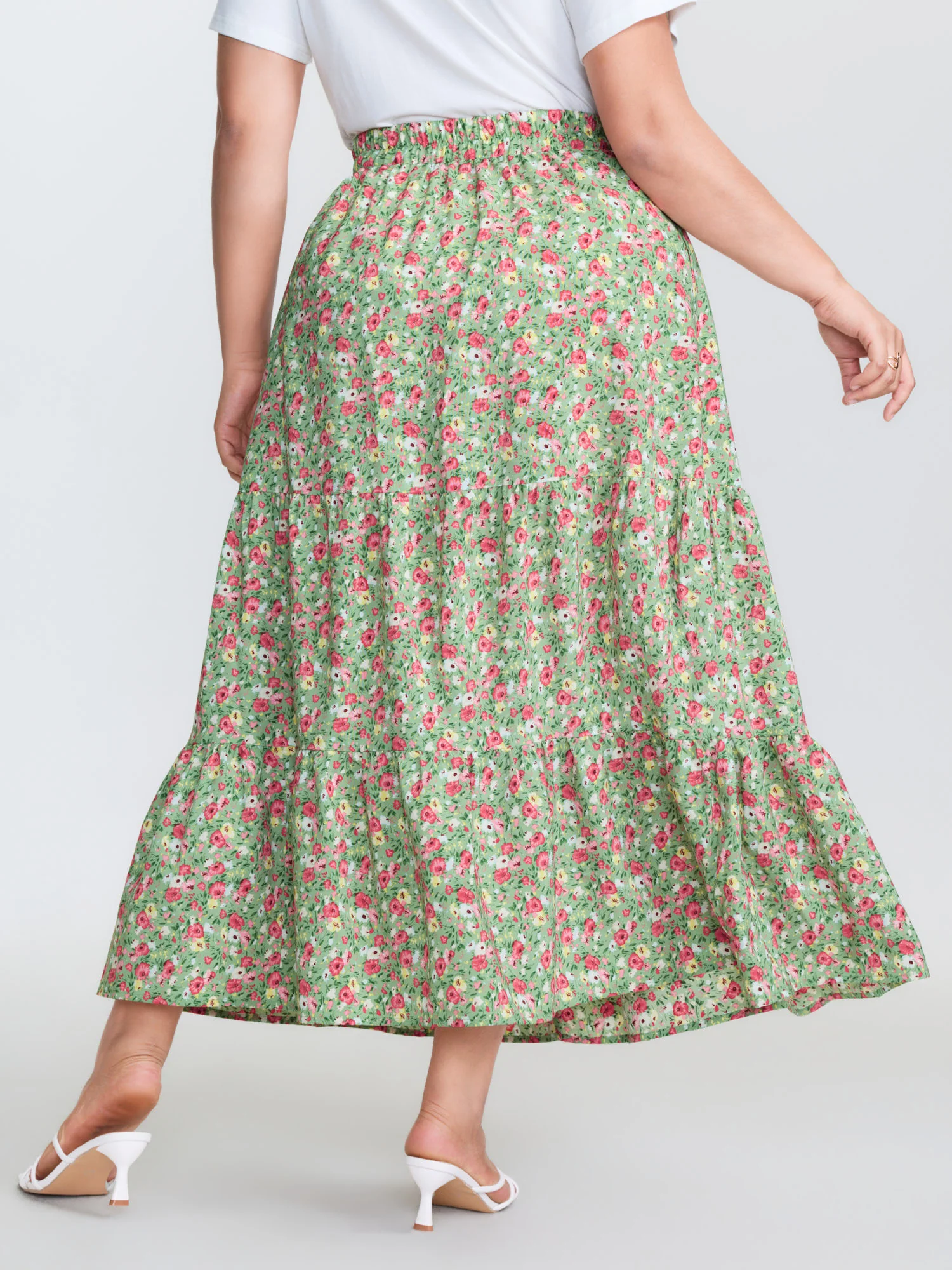 Floral Print Split Side Tiered Maxi Skirt - Image 5