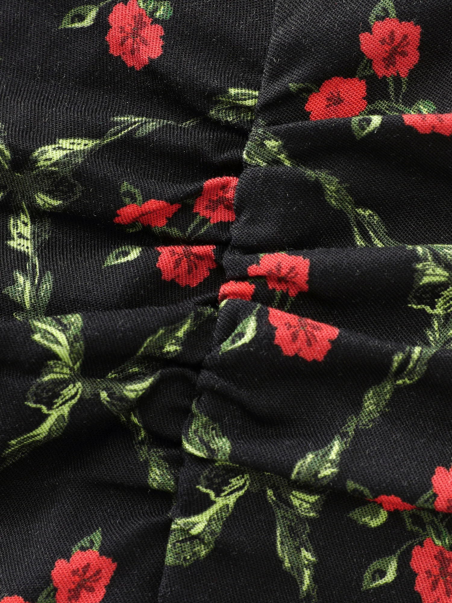 Floral Print Square Neck Ruched Midi Dress - Image 5