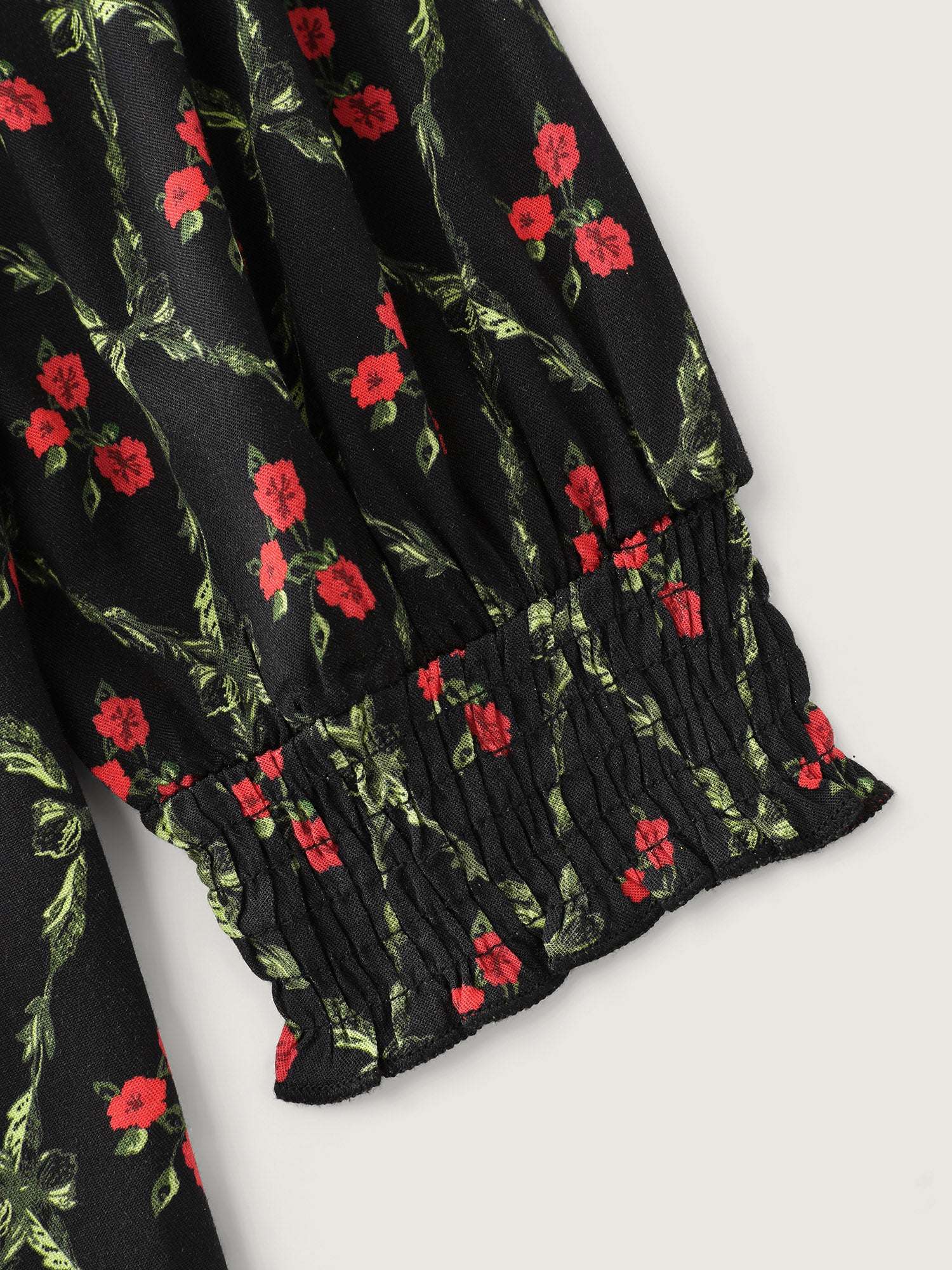 Floral Print Square Neck Ruched Midi Dress - Image 6