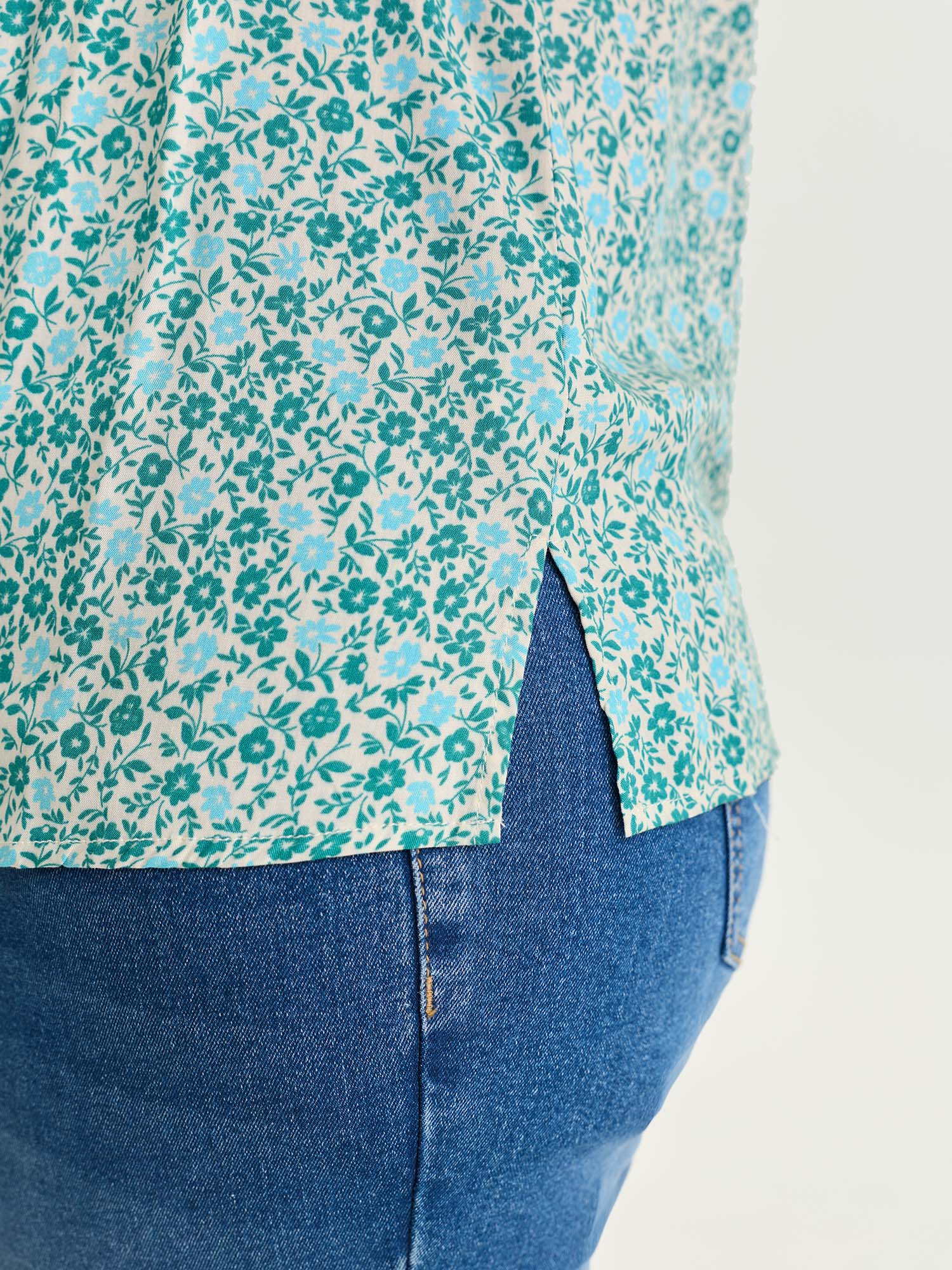 Floral Print Square Neckline Blouse - Image 4