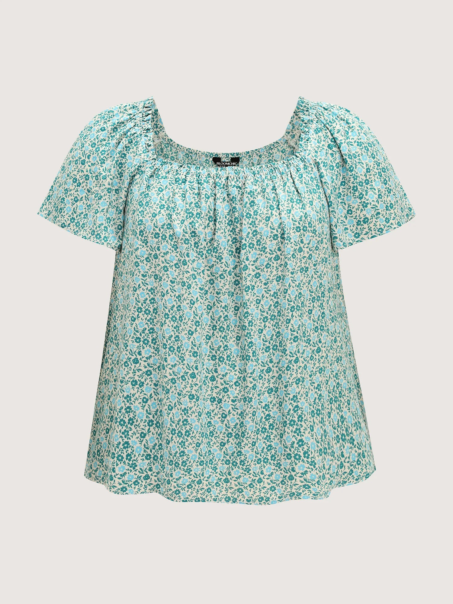 Floral Print Square Neckline Blouse - Image 9