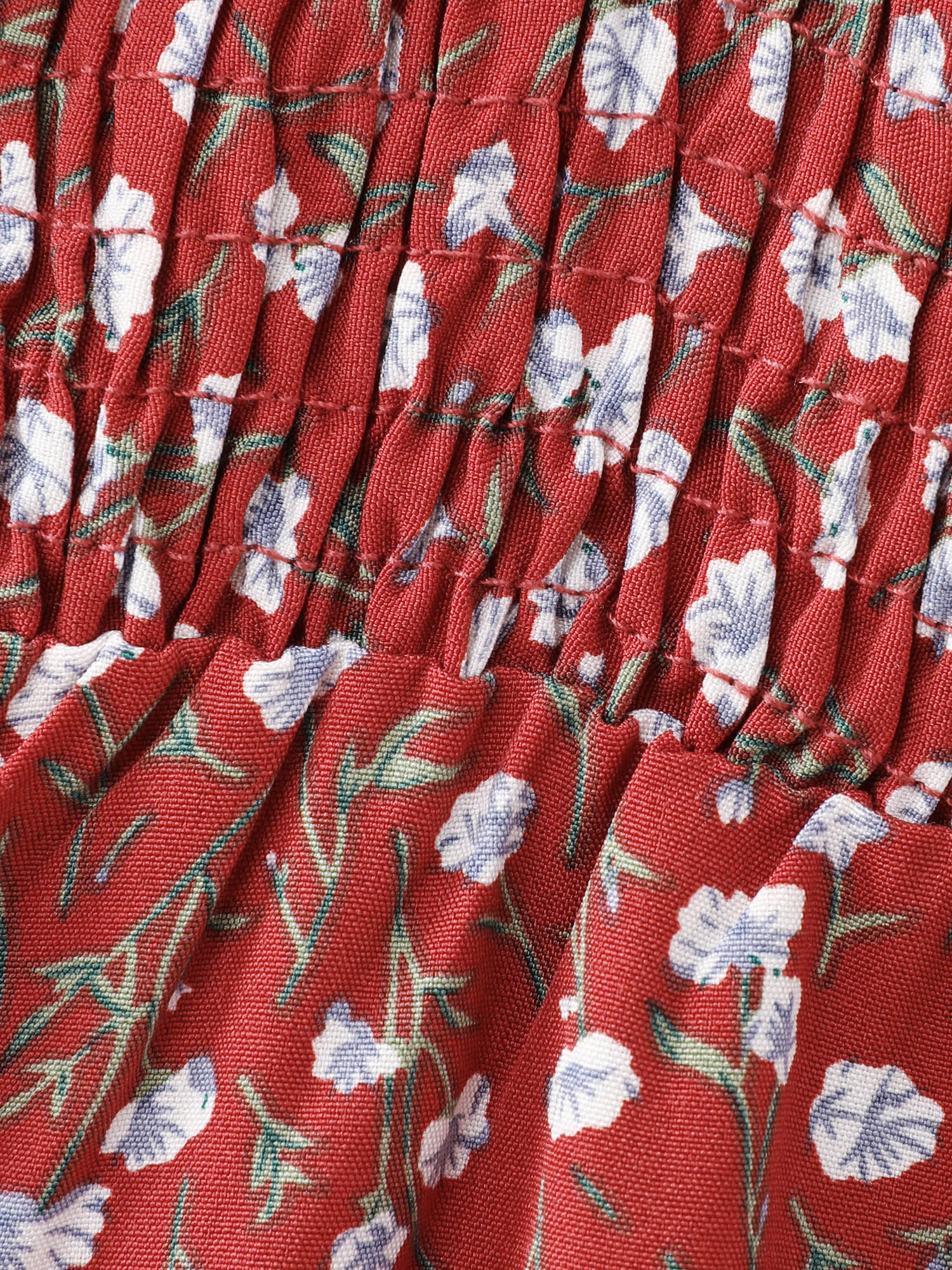 Floral Print Square Neckline Drawstring Midi Dress - Image 5