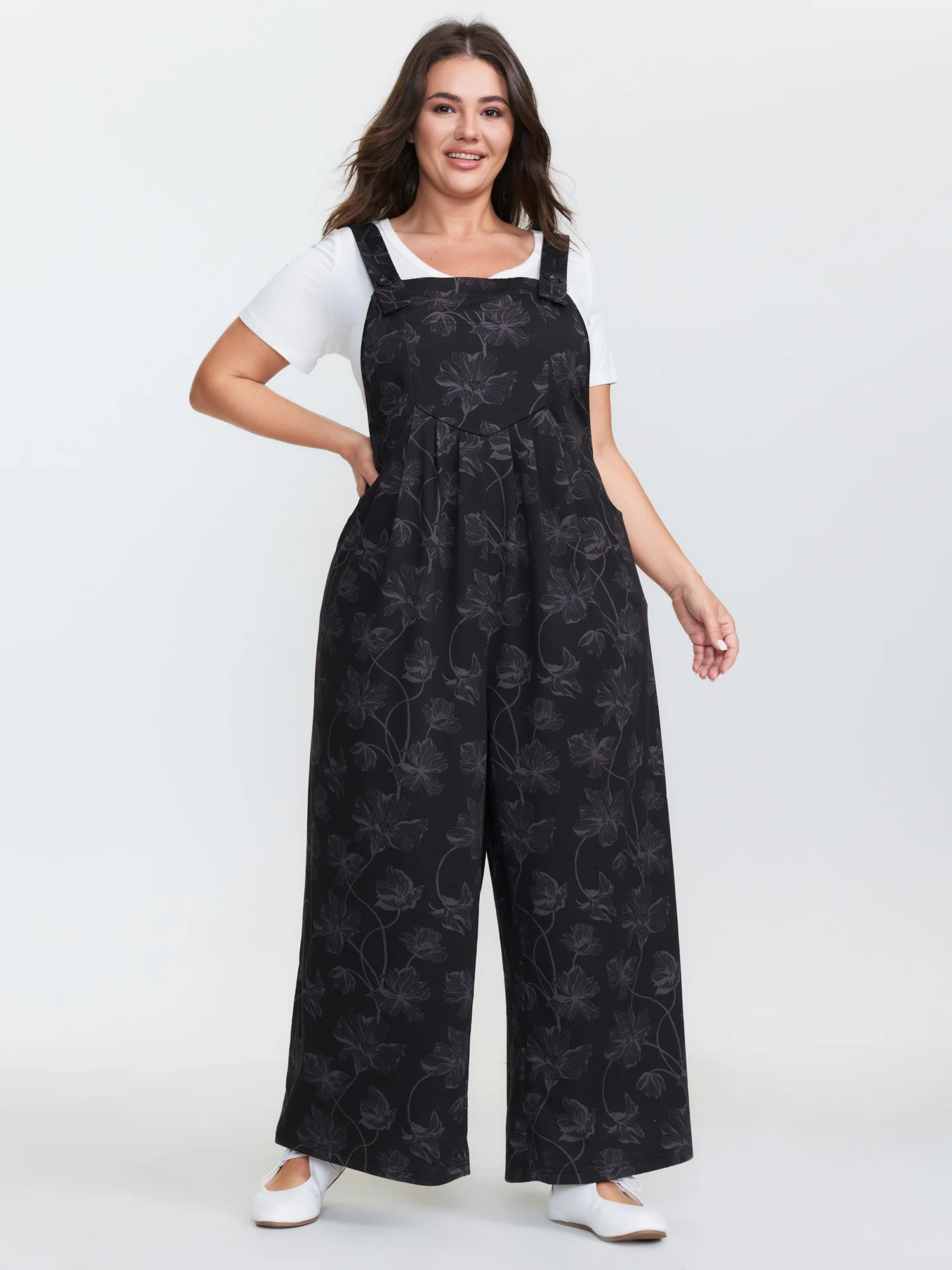 Floral Print Square Neckline Jumpsuit - Image 2