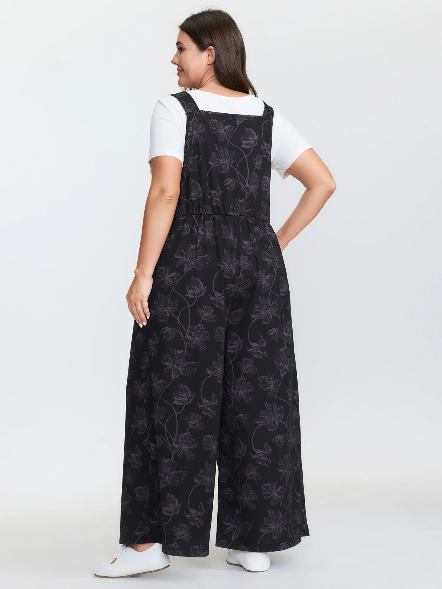 Floral Print Square Neckline Jumpsuit - Image 4
