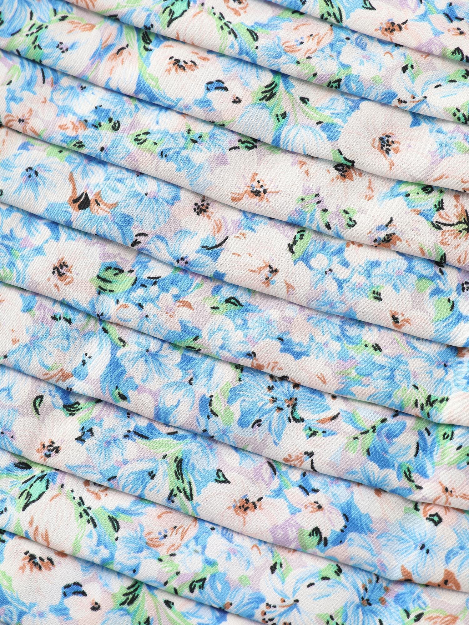 Floral Print Square Neckline Pleated Midi Dress - Image 5
