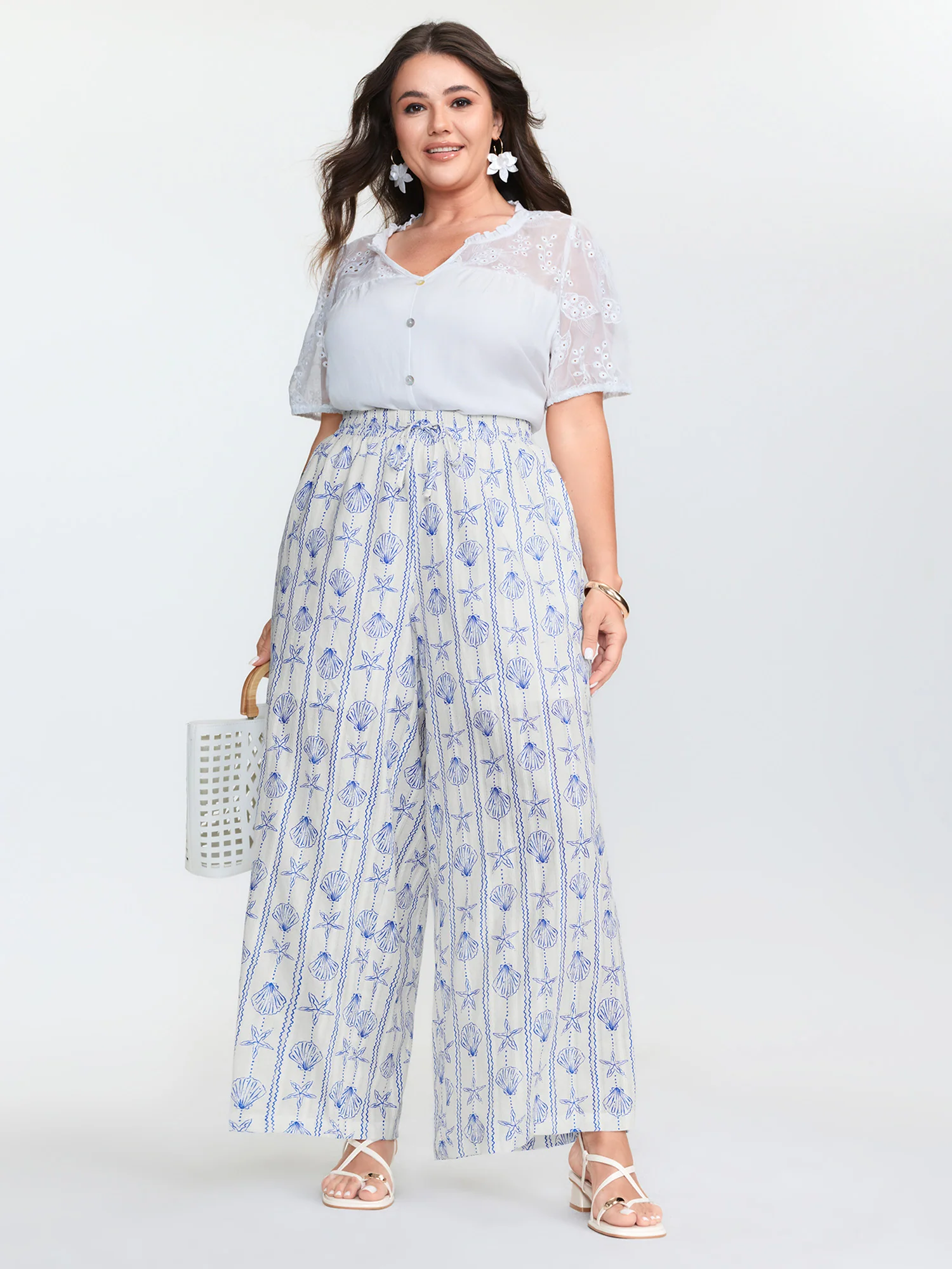 Cotton Floral Print Straight-Leg Pants - Image 2