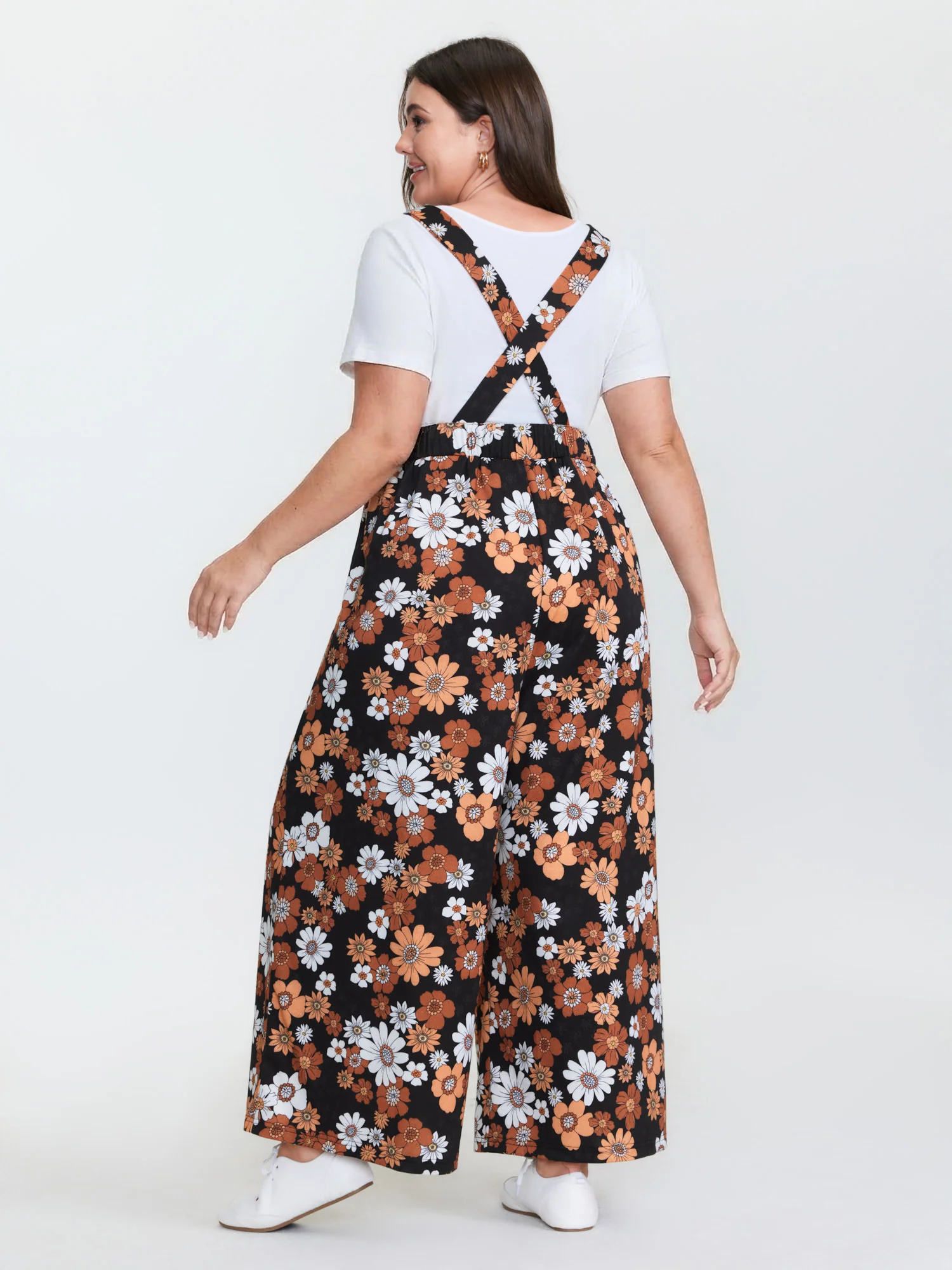 Floral Print Stretchy Adjustable Overall Jumpsuit - Image 6