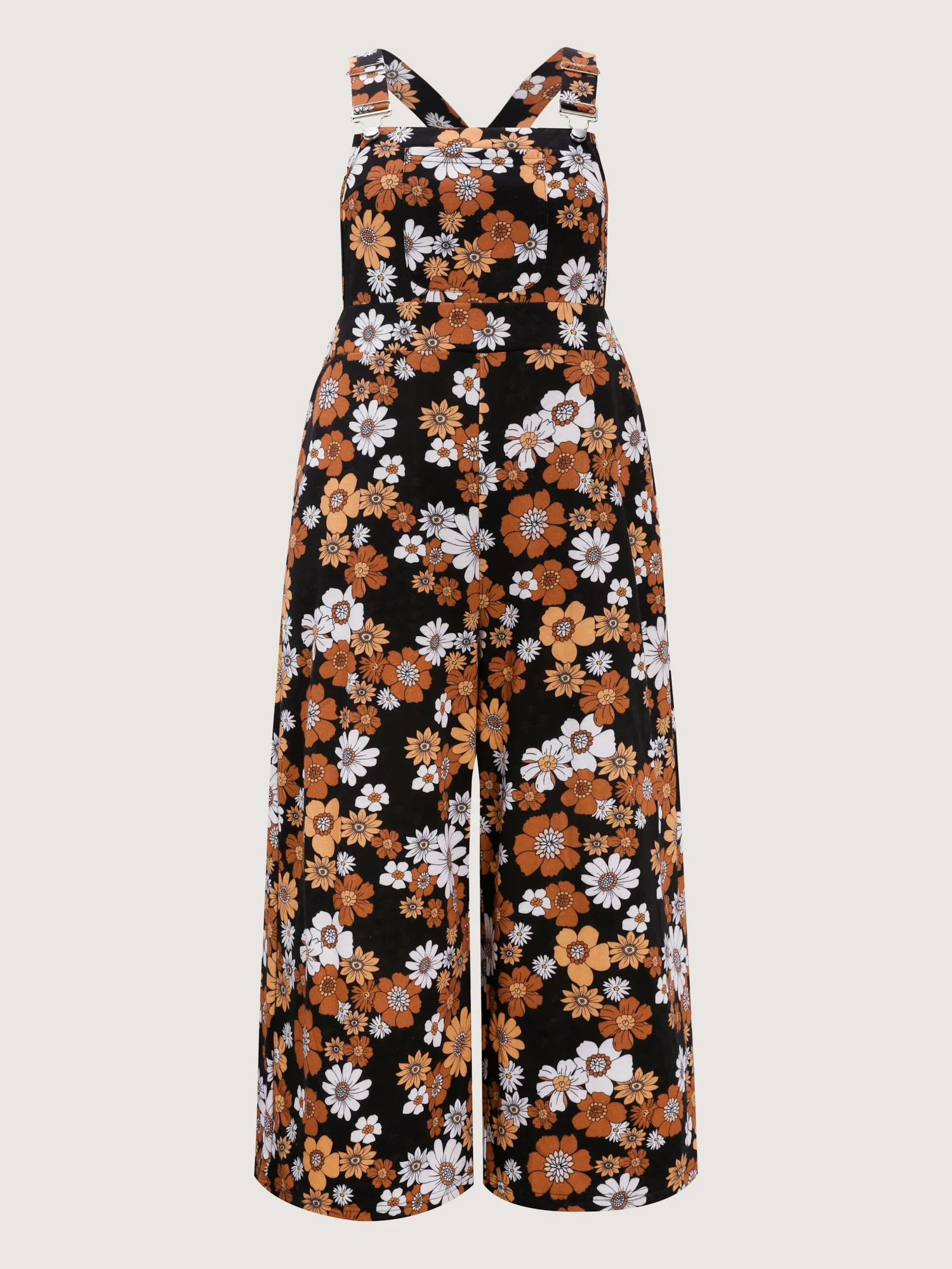 Floral Print Stretchy Adjustable Overall Jumpsuit - Image 9