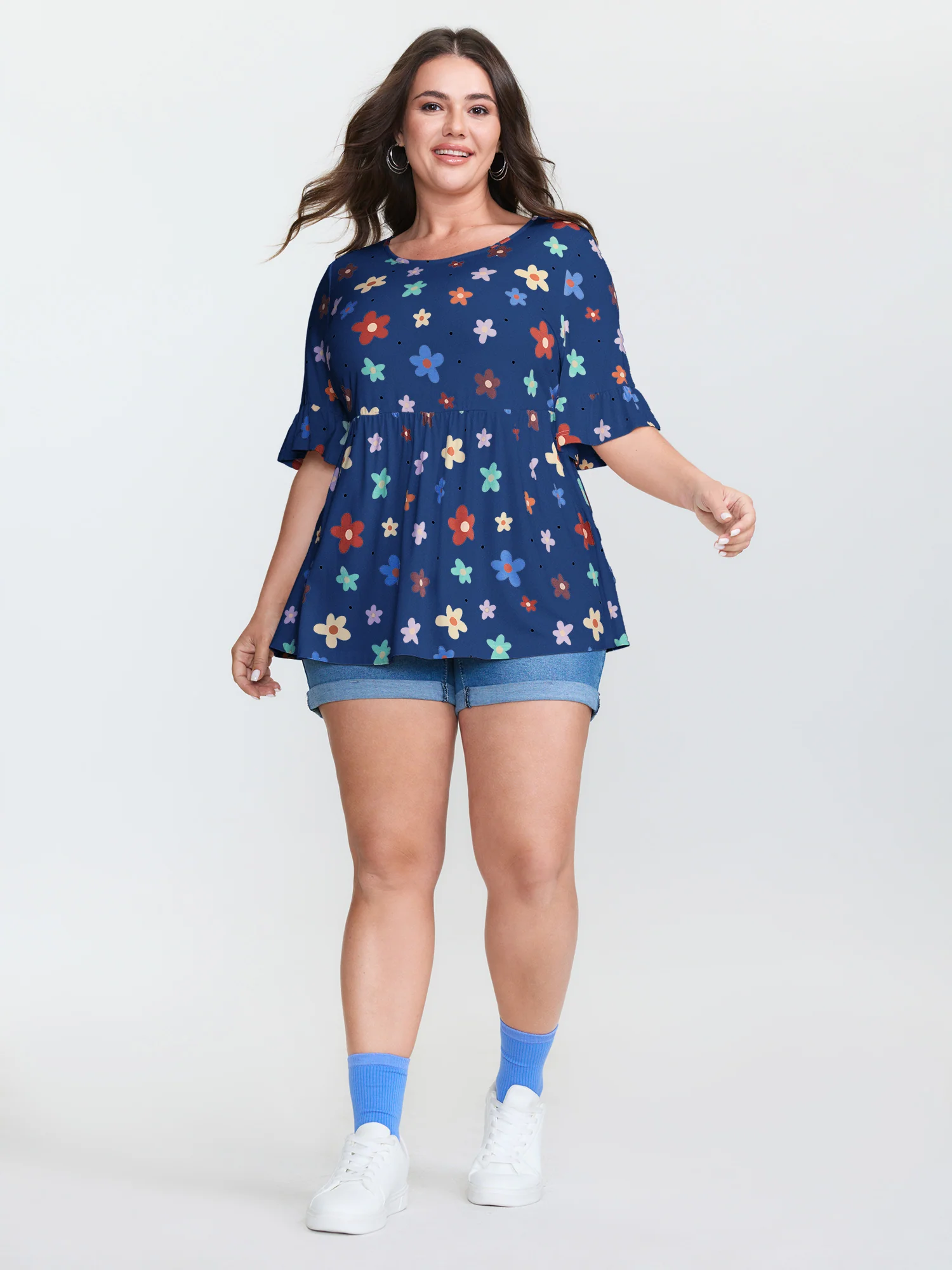 Floral Print Stretchy Knit Top - Image 11