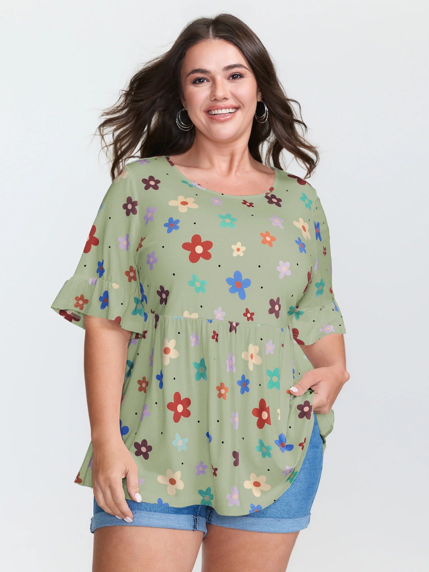 Floral Print Stretchy Knit Top - Image 14