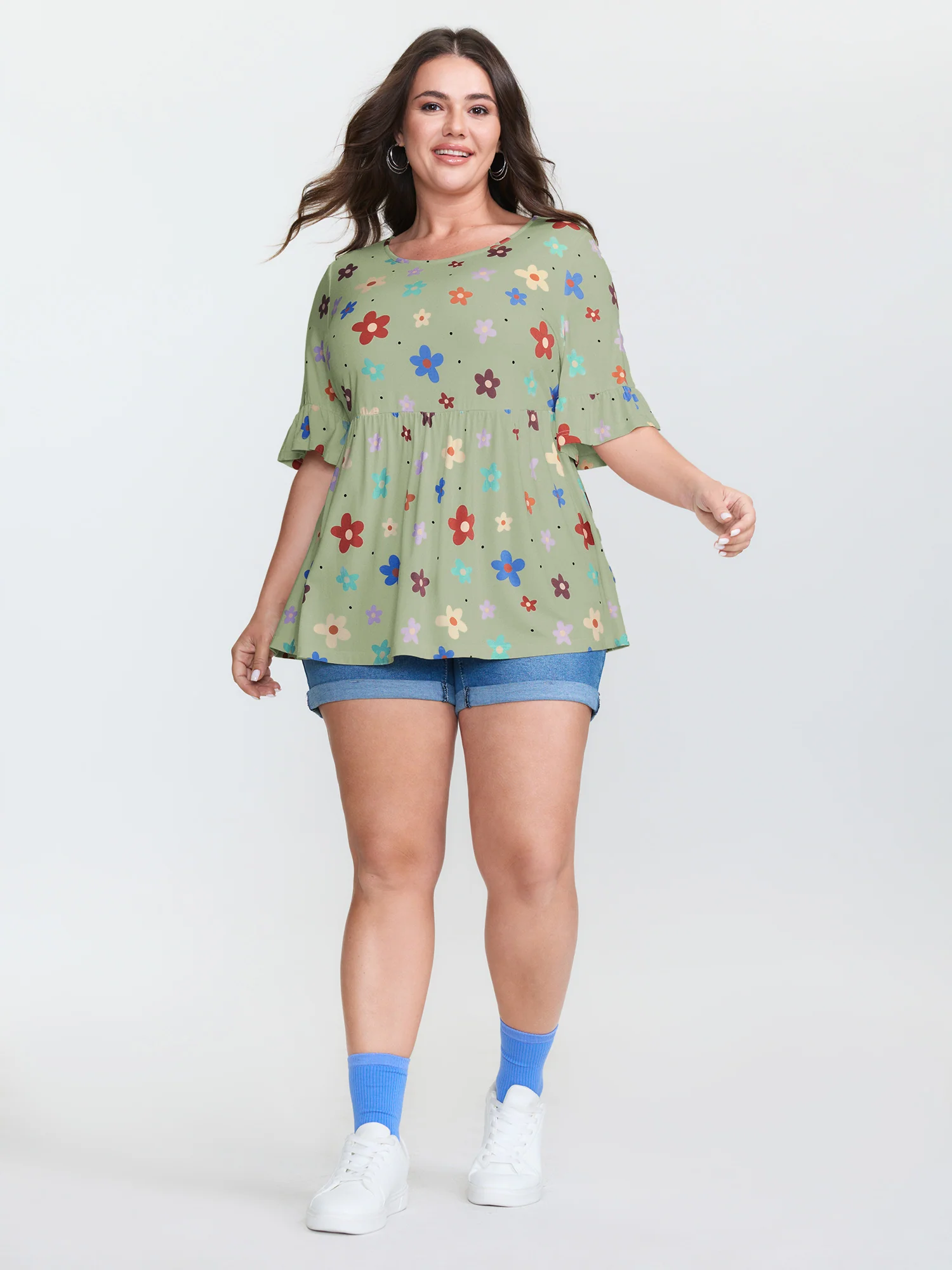 Floral Print Stretchy Knit Top - Image 16