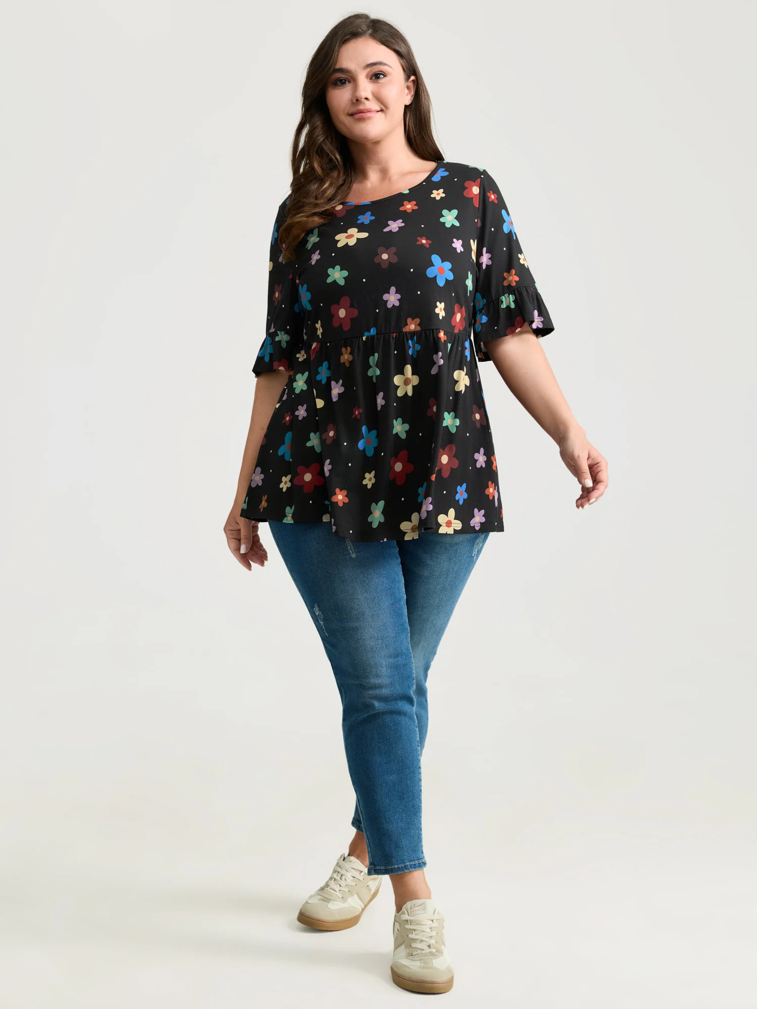 Floral Print Stretchy Knit Top - Image 21