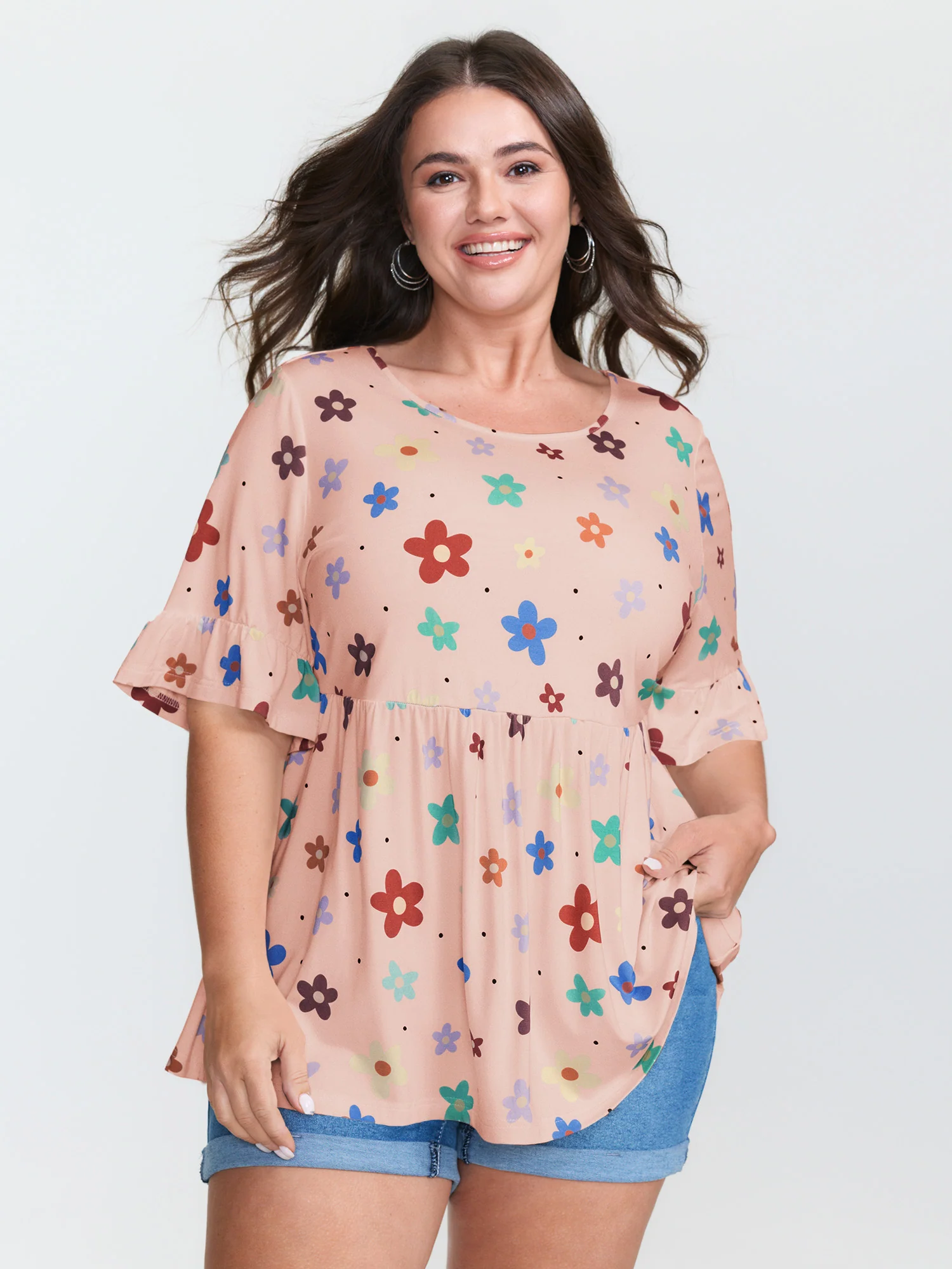 Floral Print Stretchy Knit Top - Image 23